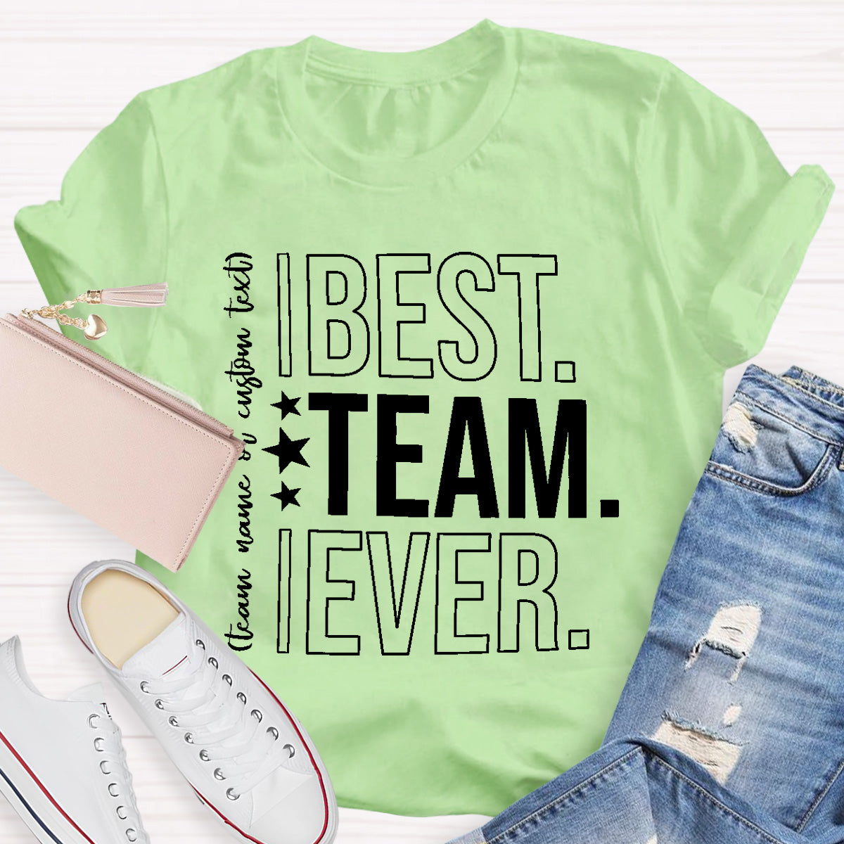 Personalized Best Team Ever Star Printed T-Shirt
