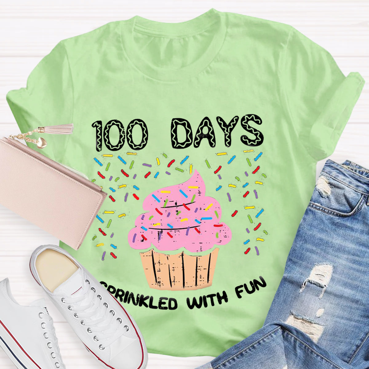 100 Days Sprinkled With Fun Cupcake Teacher T-Shirt