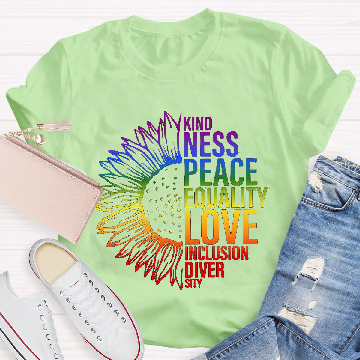 Kind Peace Love Teacher T-Shirt