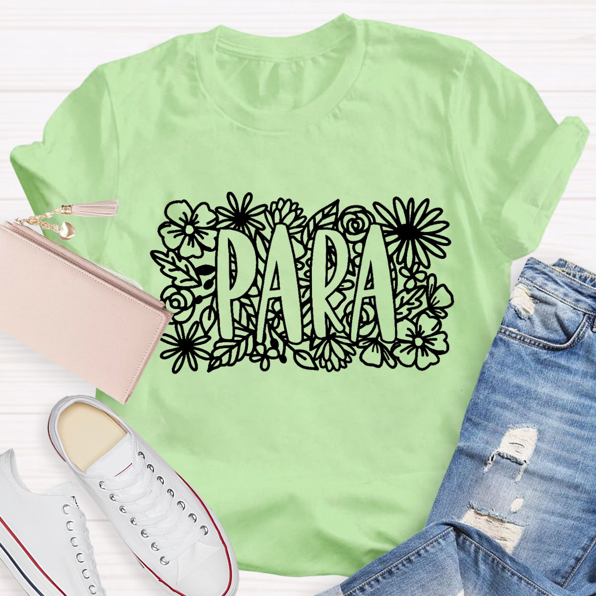 Floral Para Teacher T-Shirt