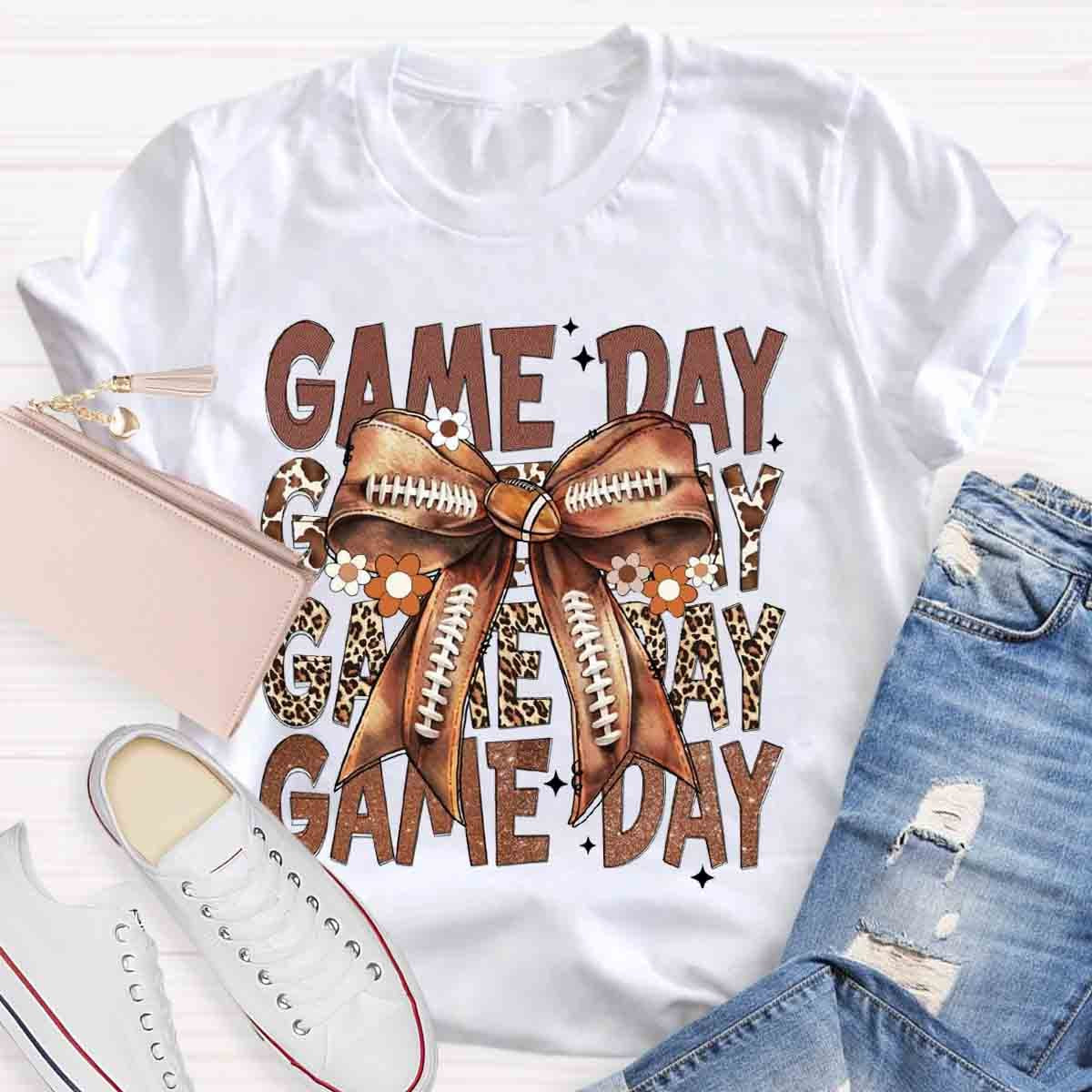 Game Day Football Bow T-Shirt