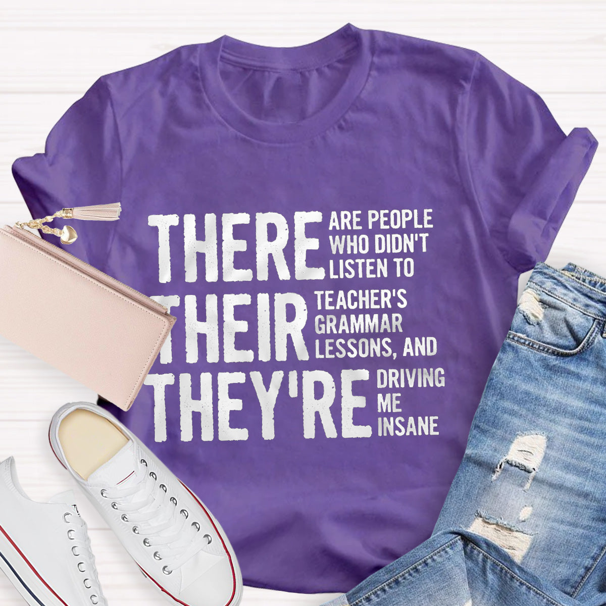 Grammar  Lessons Black Letters Teacher T-Shirt