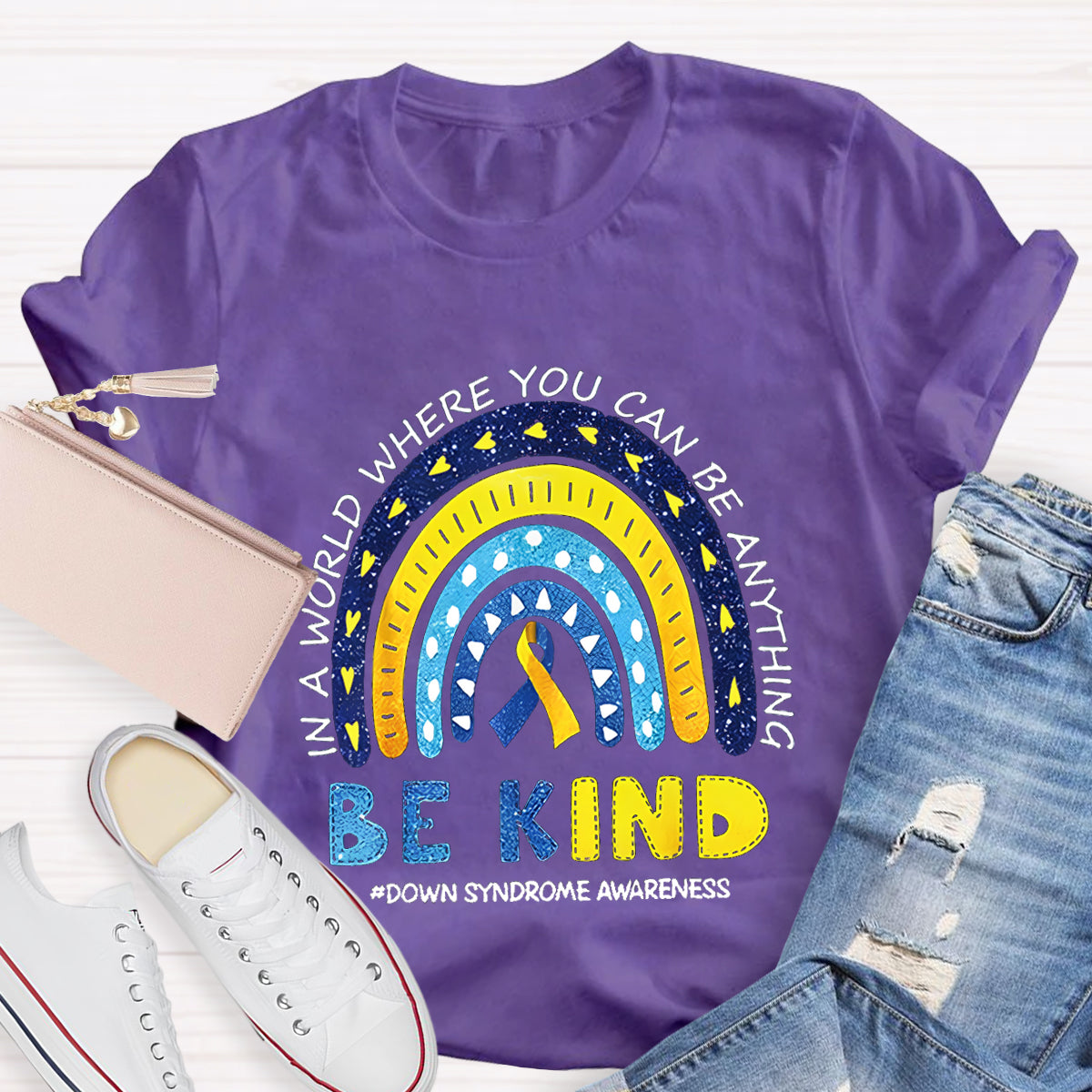 Be Kind Down Syndrome Awareness Heart T-Shirt