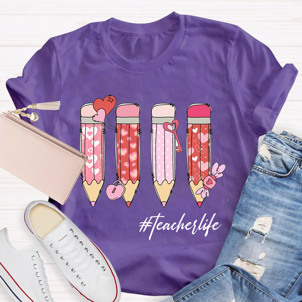 Valentine Pencils Teacher T-Shirt