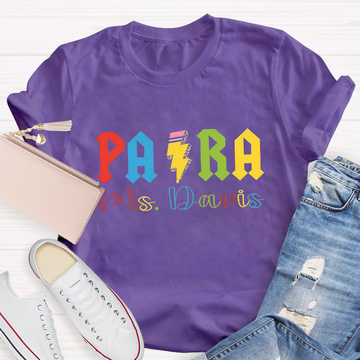 Personalized Para Teacher Name Pencil T-Shirt