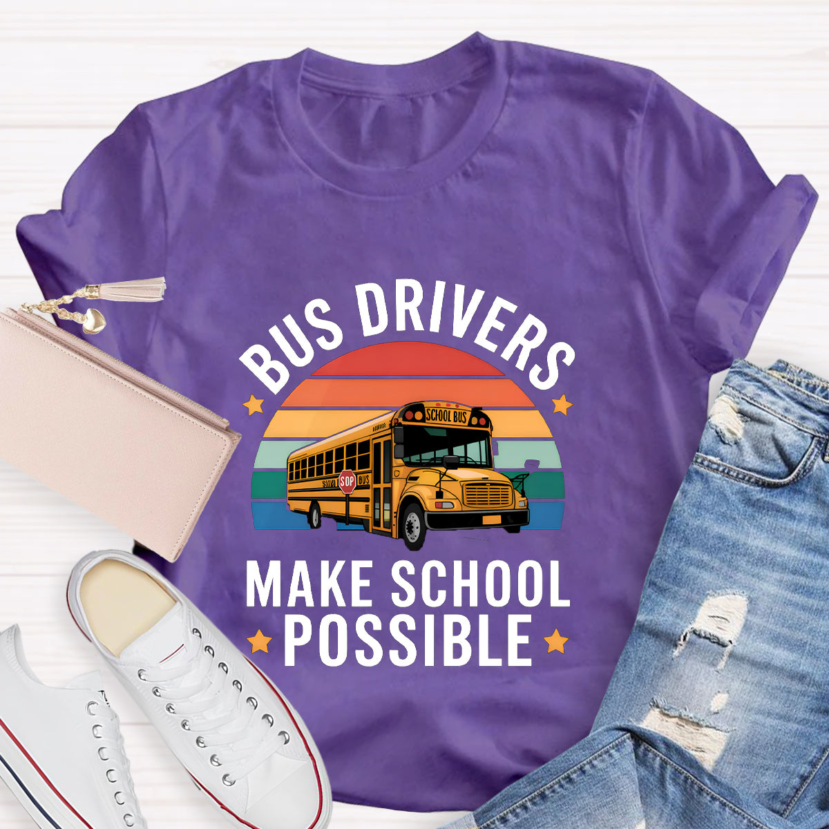 Bus Drivers Make School Possible Teacher T-Shirt
