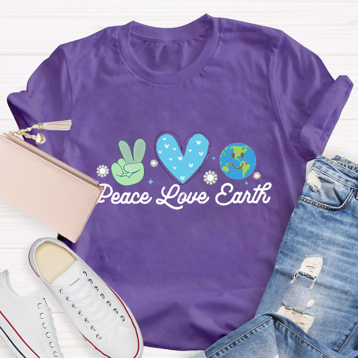 Peace Love Earth Teacher T-Shirt