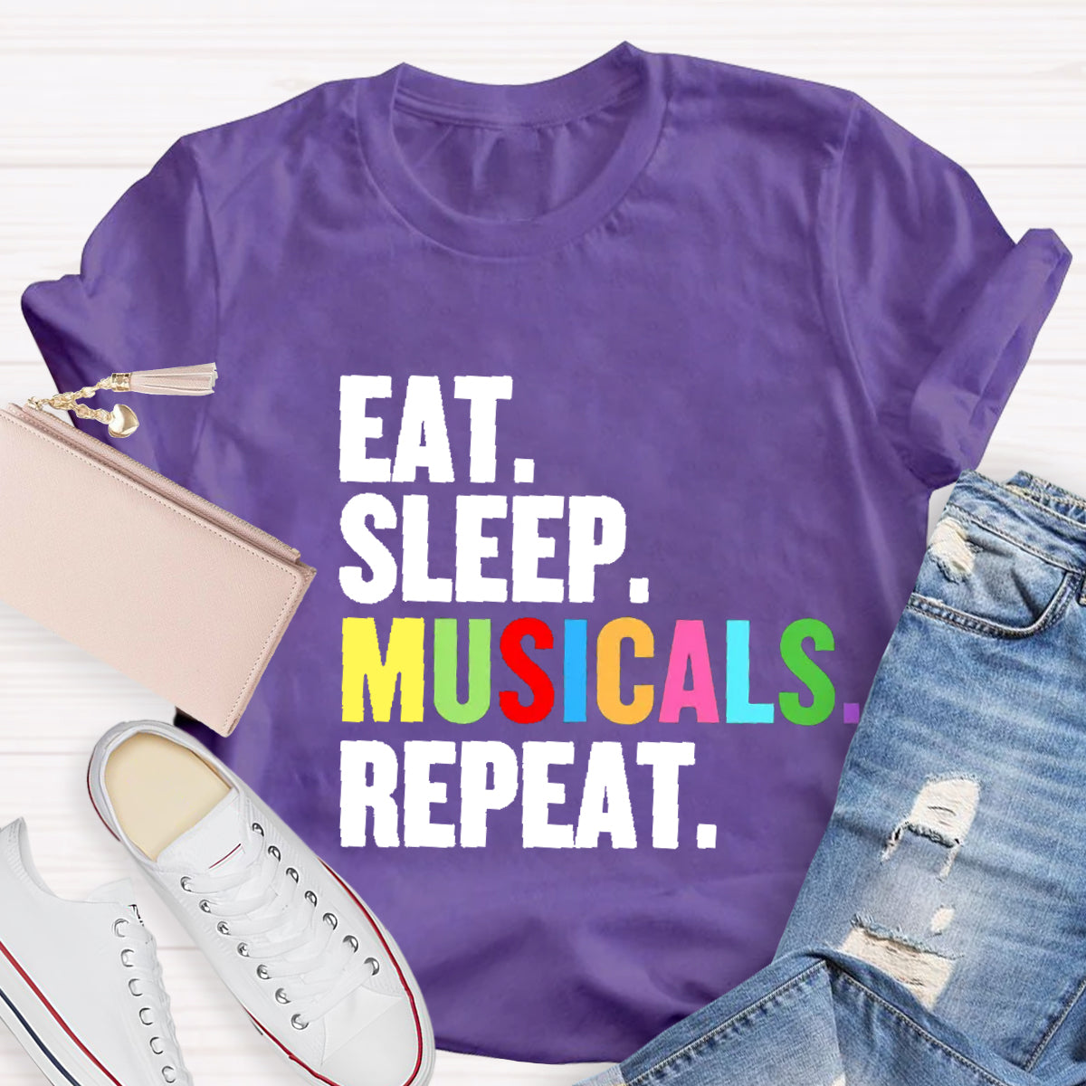 Eat Sleep Musicals Repeat  Teacher T-Shirt