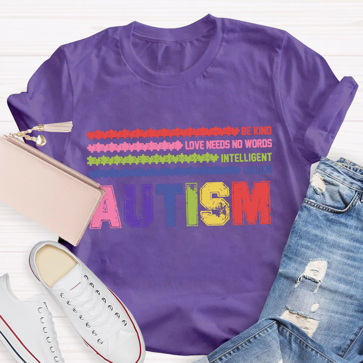 Autism Be Kind Love Need No Worlds Intelligent Unique  T-Shirt