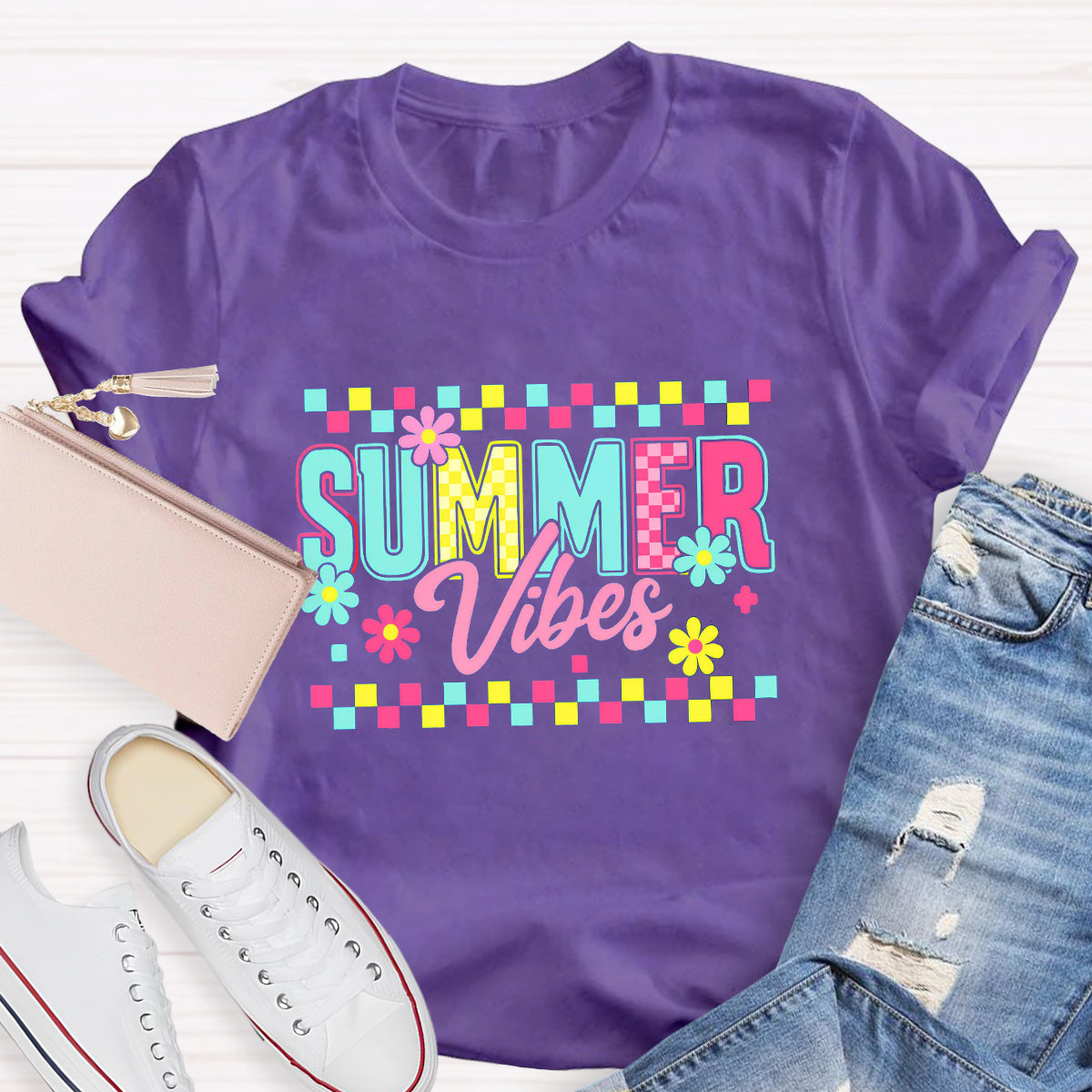 Floral Summer Vibes Teacher T-Shirt