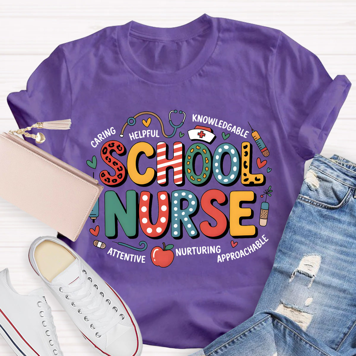 School Nurse Caring Helpful T-Shirt