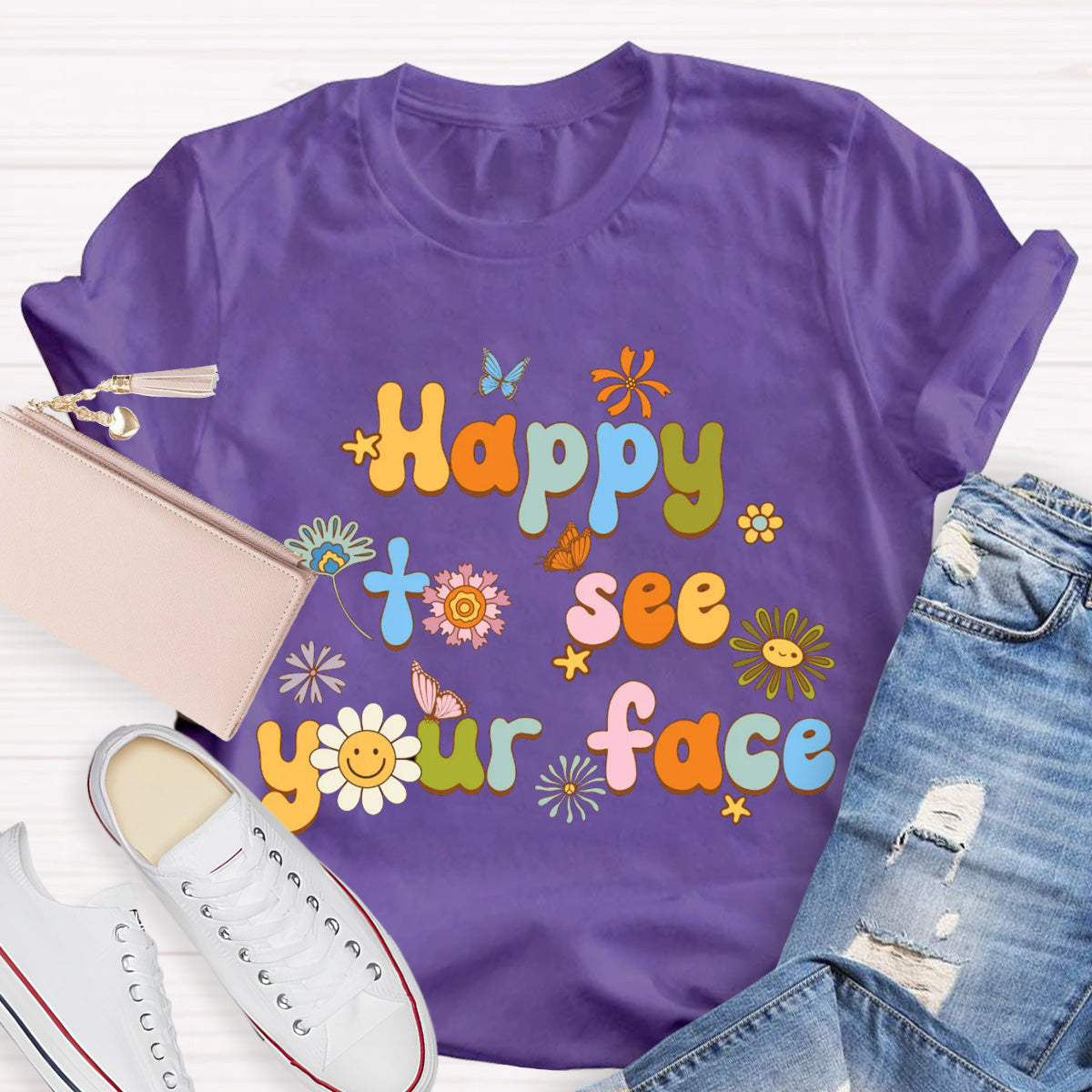 Happy To See Your Face Back To School Floral T-Shirt