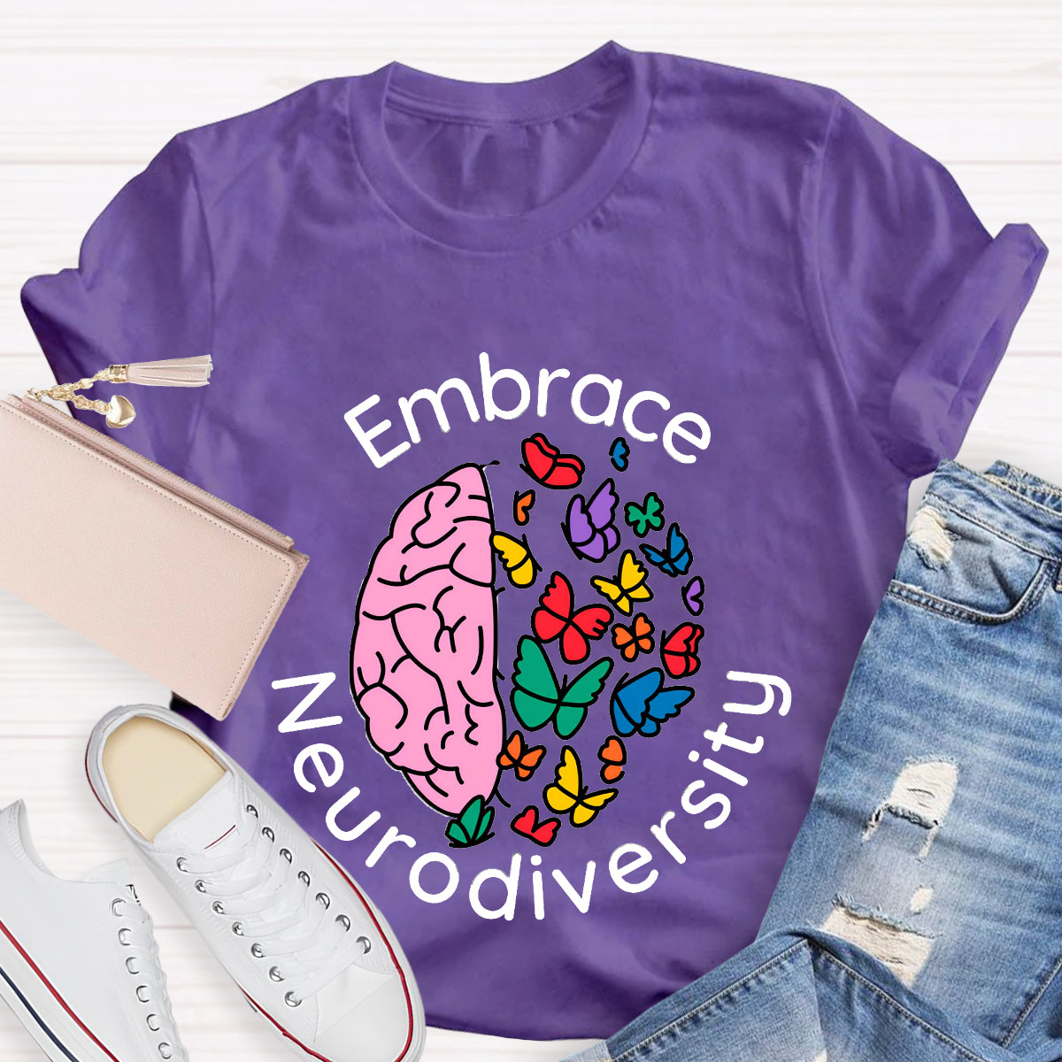 Embrace Neurodiversity Brain Butterfly T-Shirt