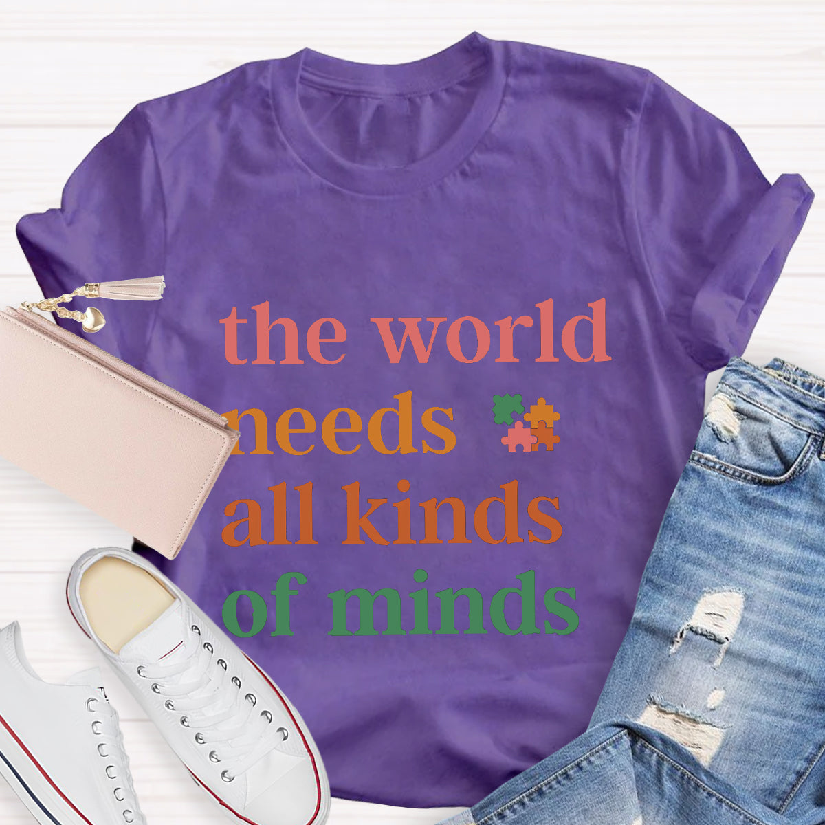 The World Needs All Kinds of Minds Autism Awareness T-Shirt