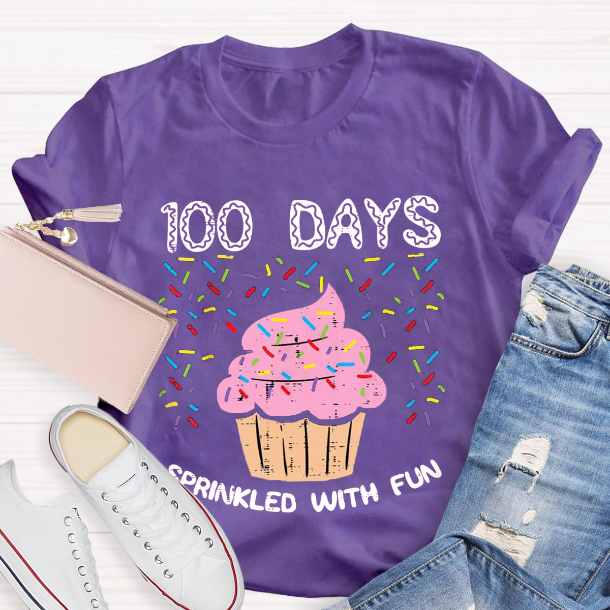 100 Days Sprinkled With Fun Cupcake Teacher T-Shirt