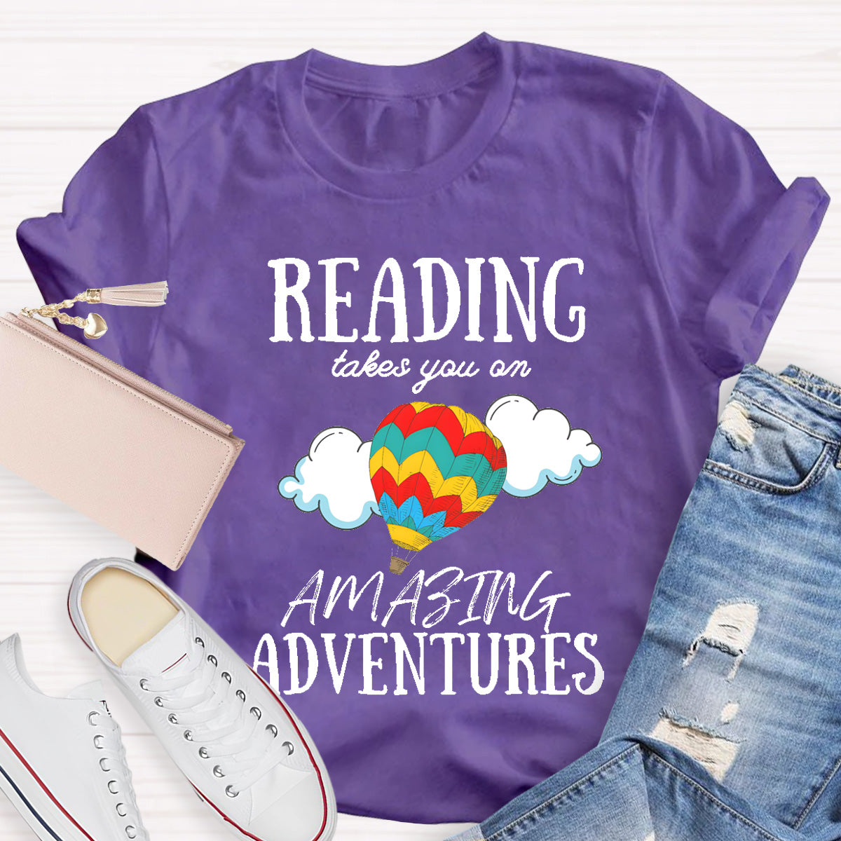 Reading Takes You On Amazing  Adventures Teacher T-Shirt