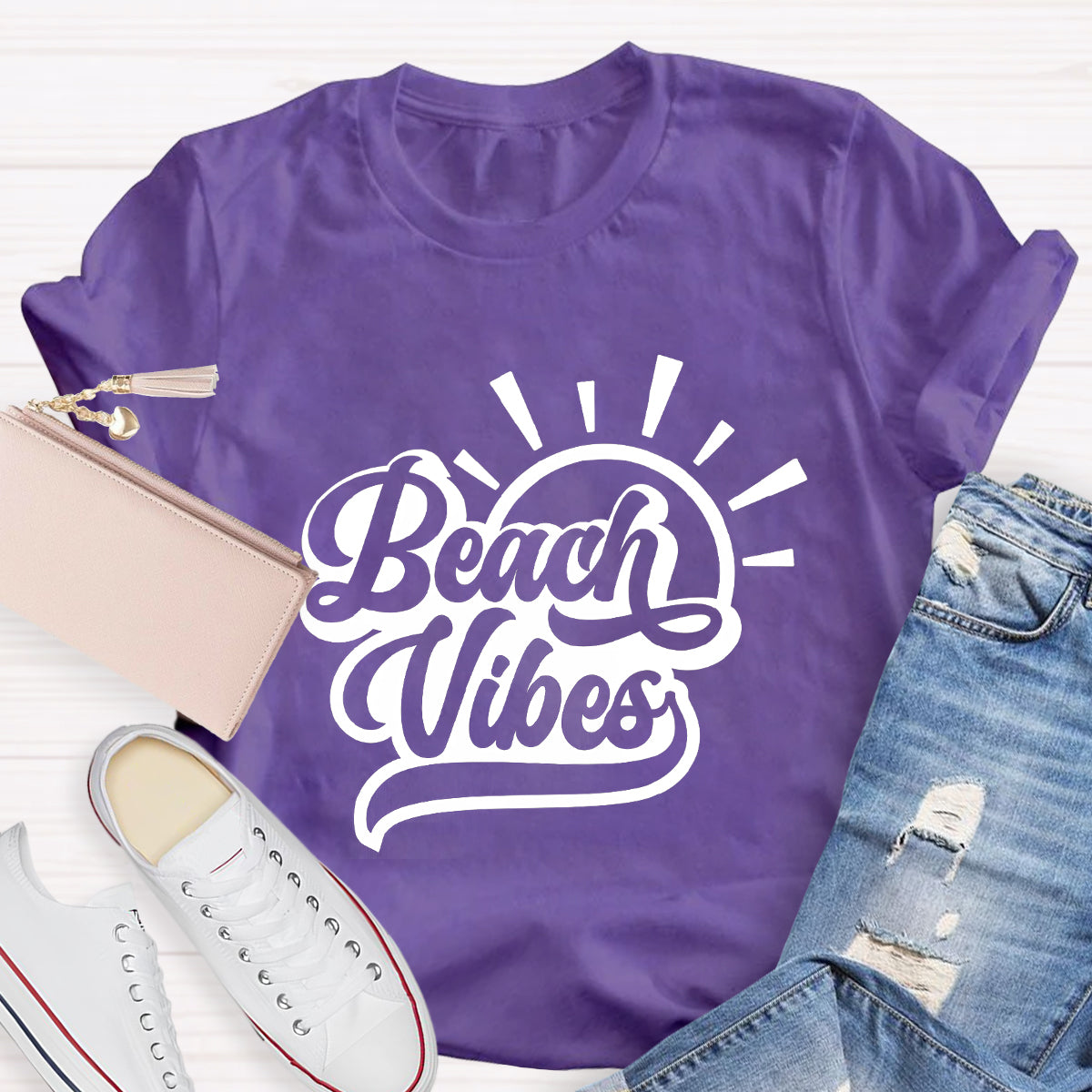 Beach Vibes Summer Break Teacher T-Shirt