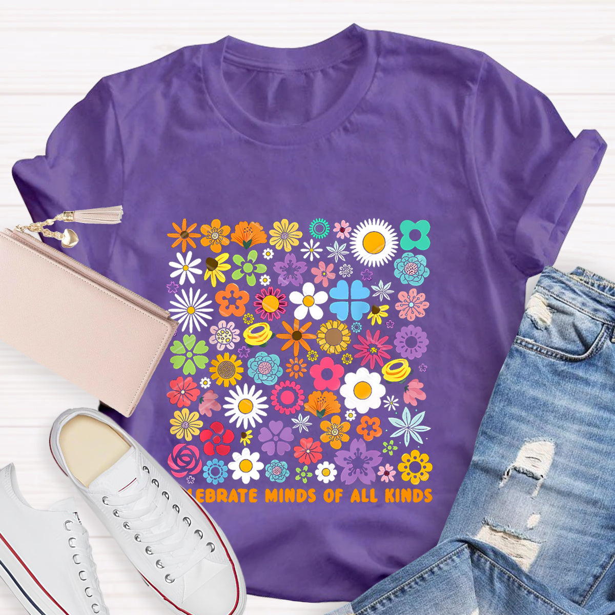 Colorful Flower Celebrate Minds of All Kinds T-Shirt