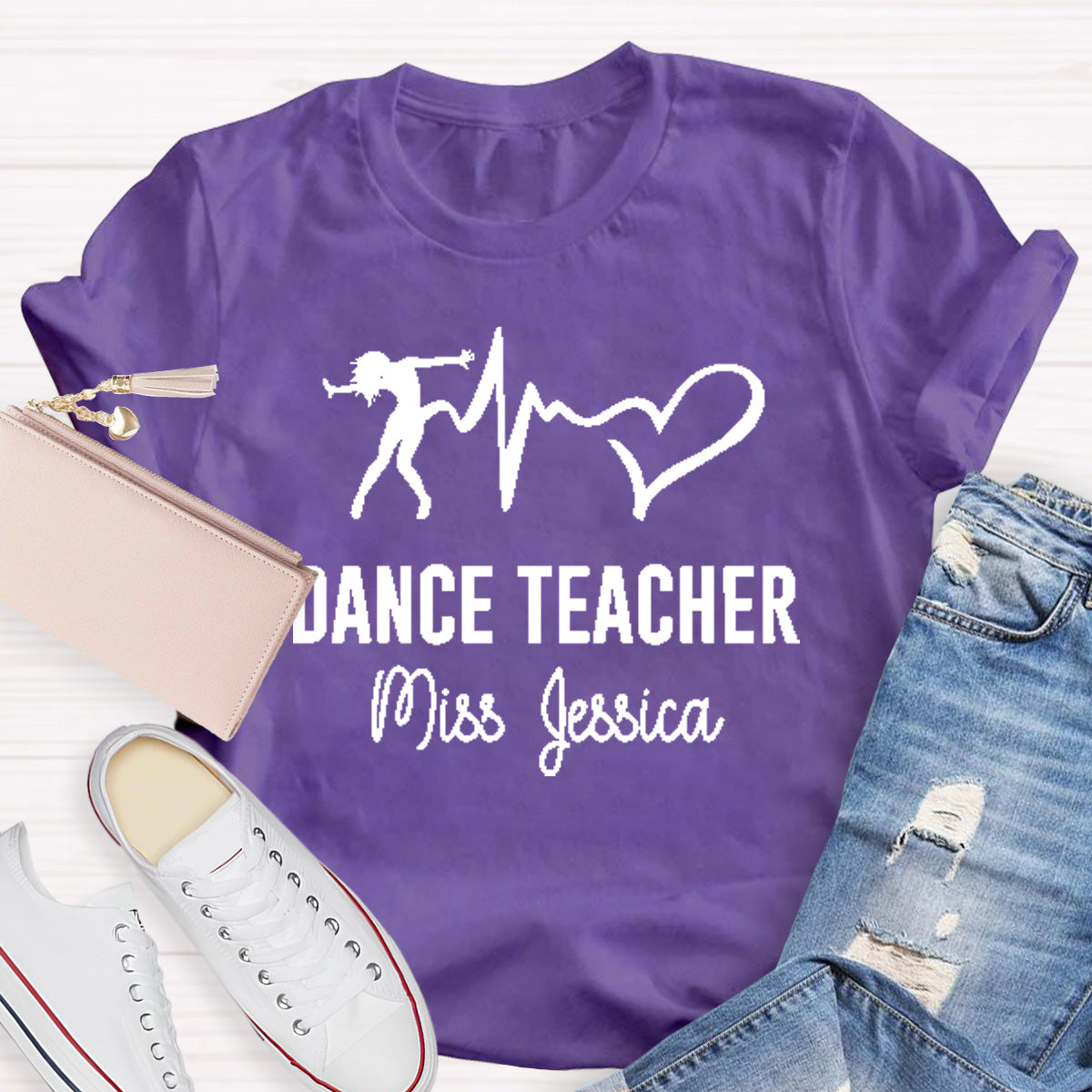 Personalized Name Dance Black Letters Teacher T-Shirt