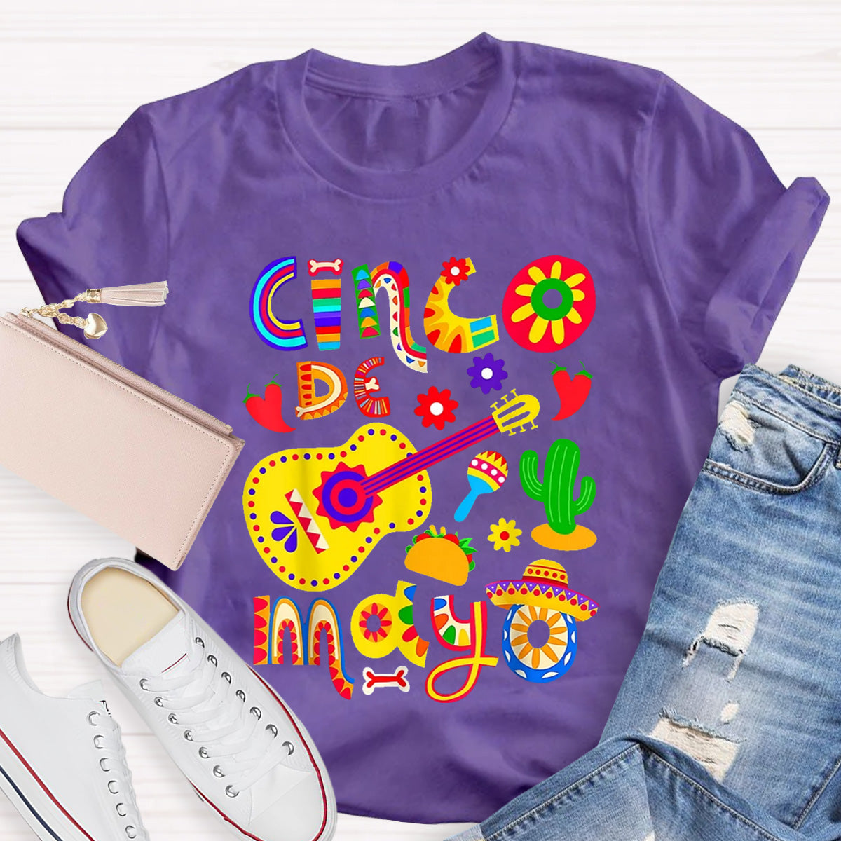 Cinco De Mayo Flower Teacher T-Shirt
