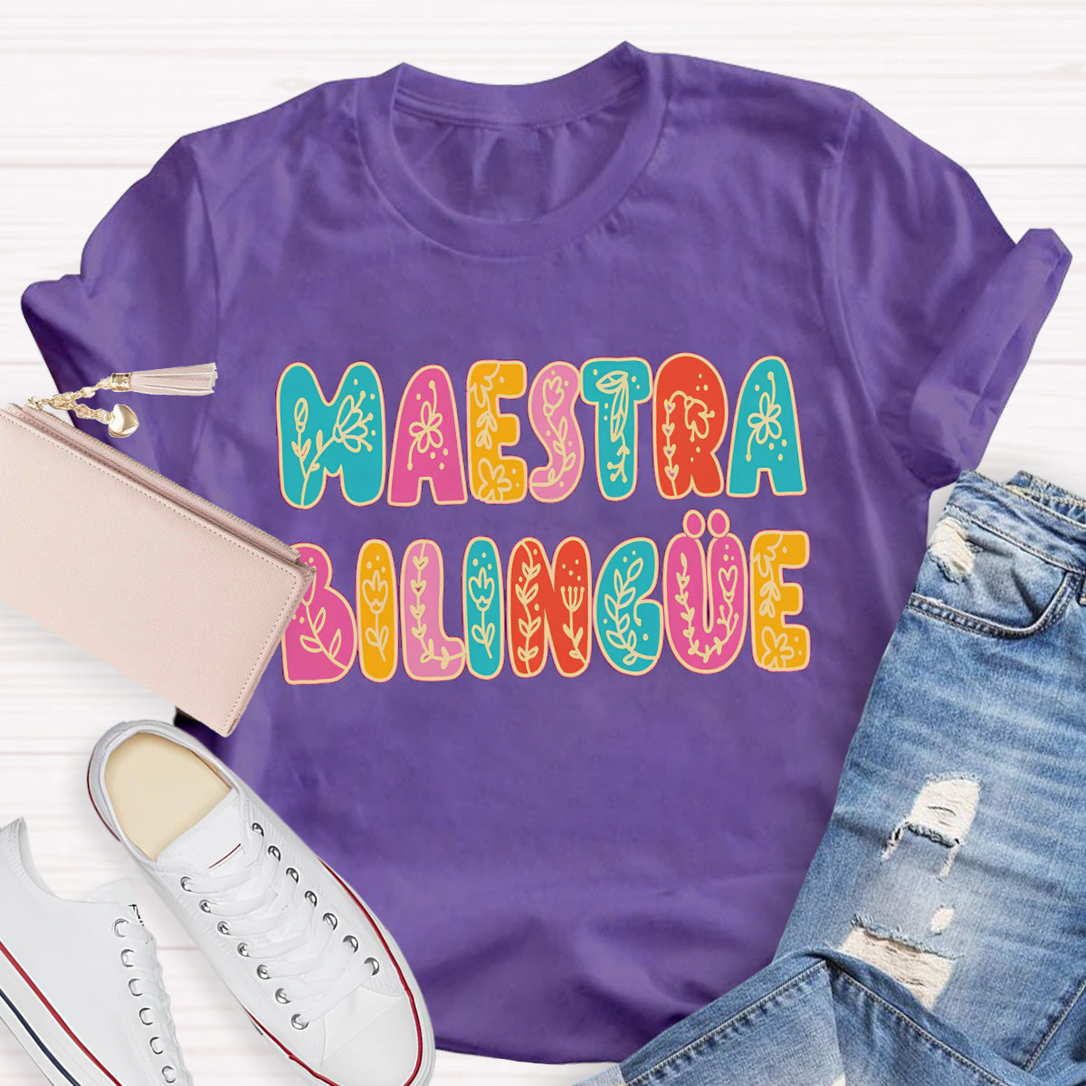 Maestra Flower Teacher T-Shirt
