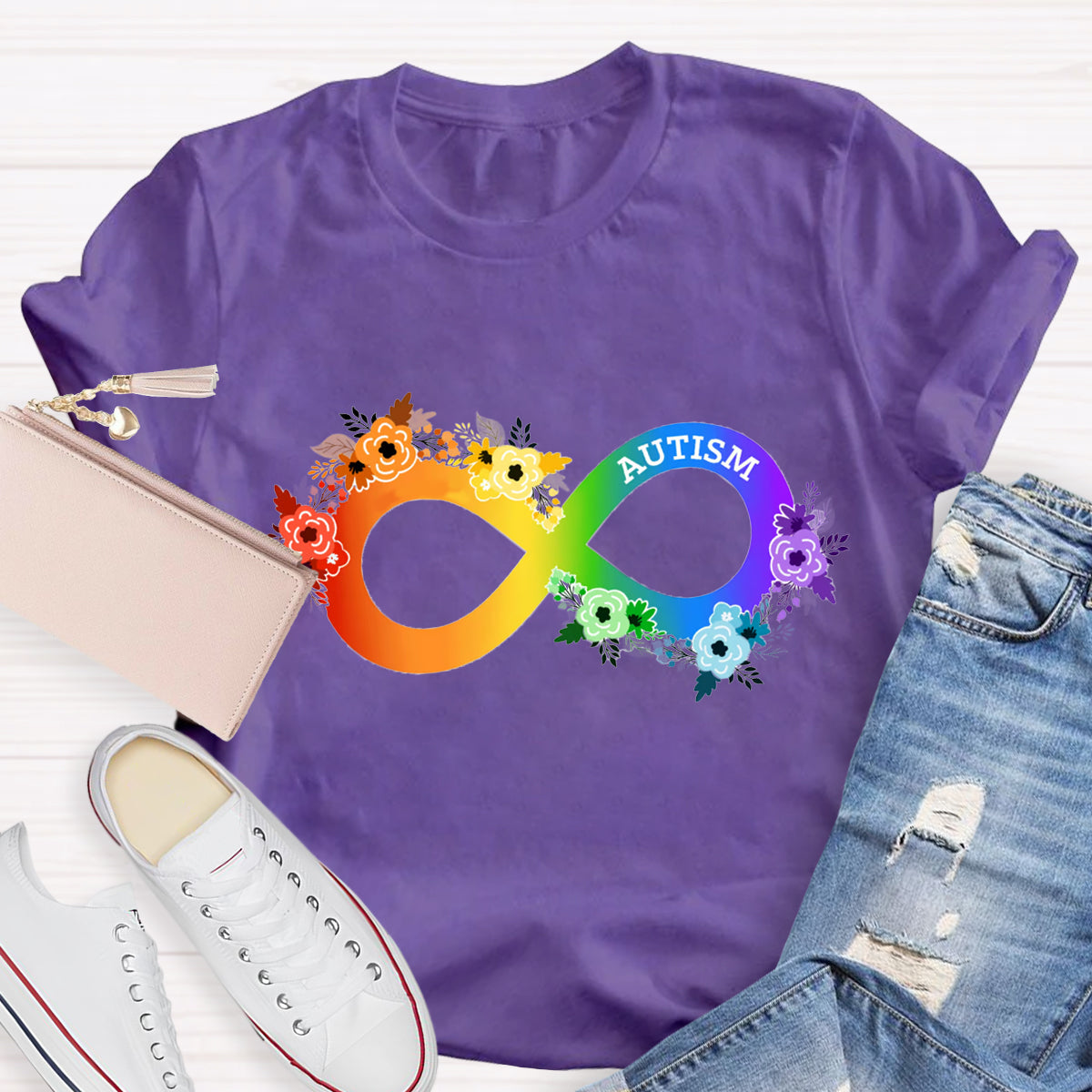 Neurodiversity Awareness  Rainbow Infinity Symbol T-Shirt