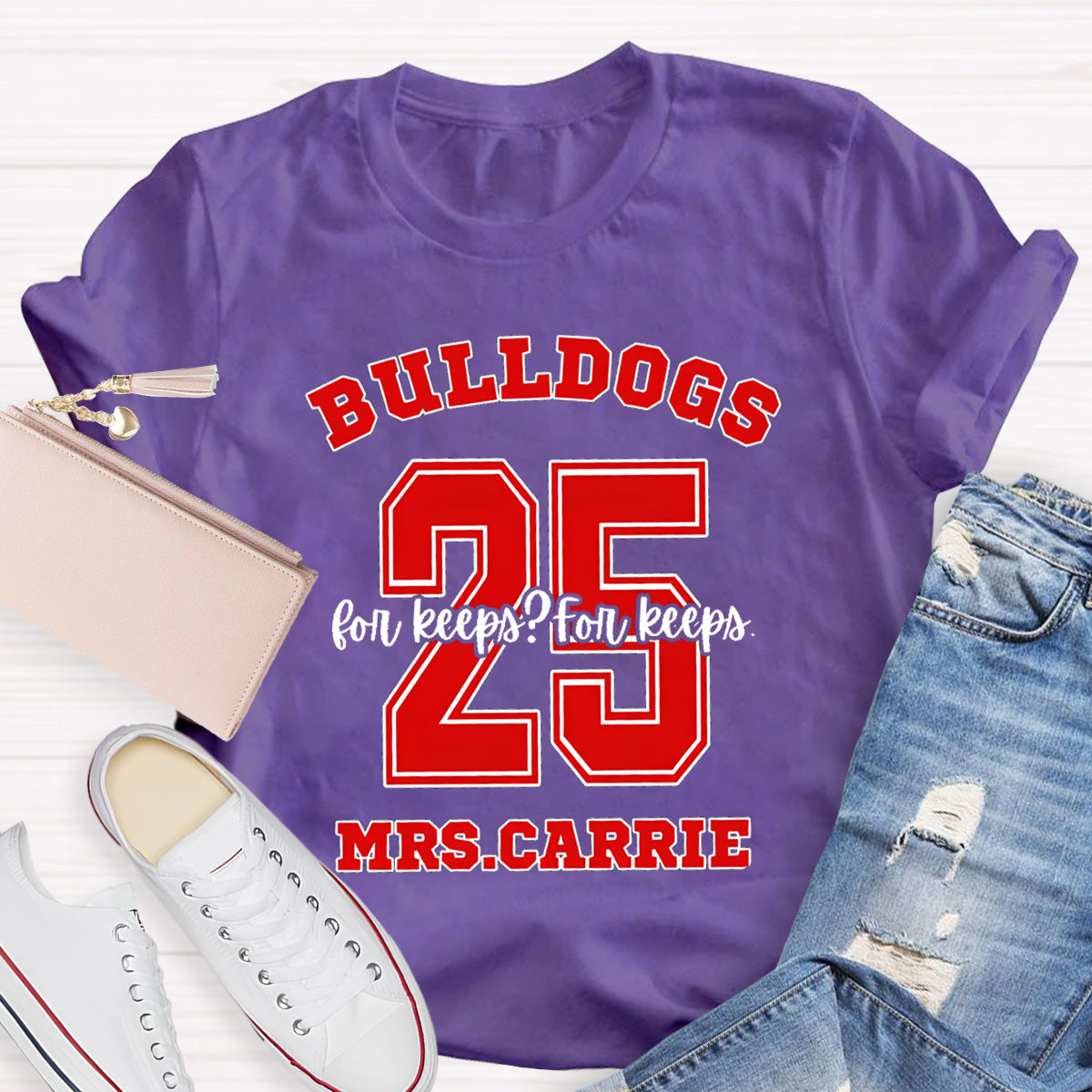 Personalized Name Mascot And Number Teacher T-Shirt