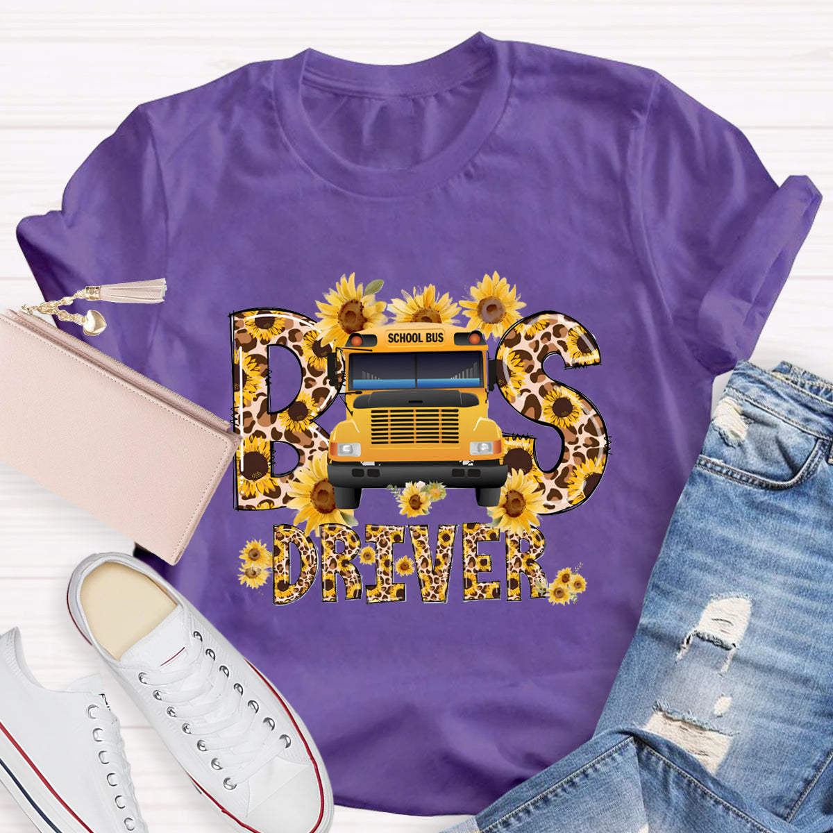 Sunflower School Bus Driver T-Shirt