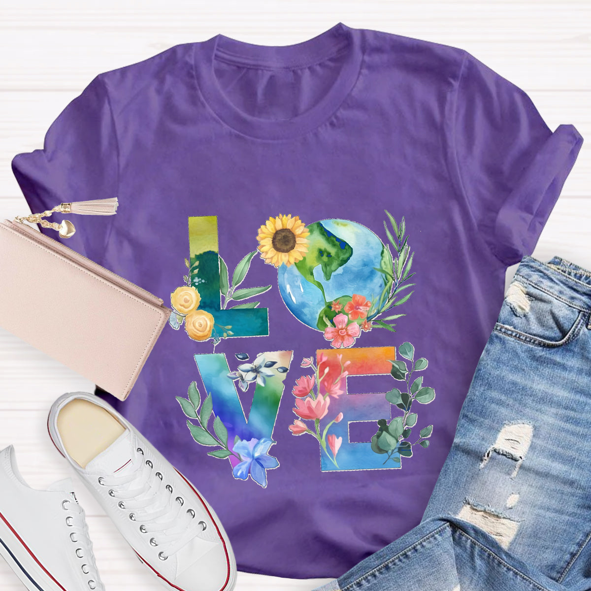 Love Our Planet Earth Day Teacher T-Shirt