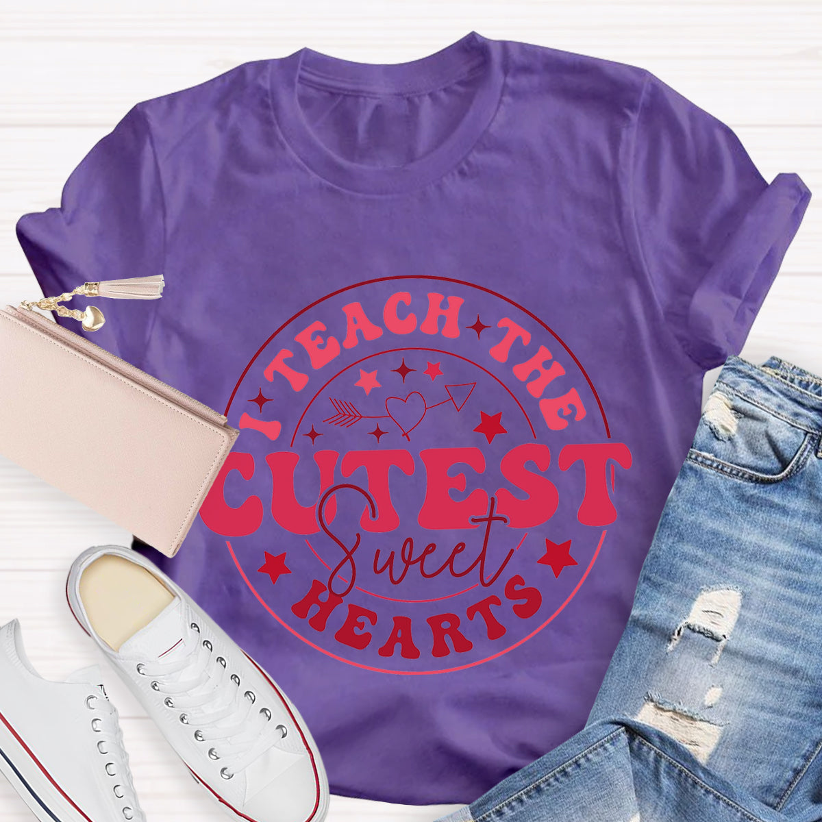 I Teach The Cutest Sweat Heart Teacher T-Shirt