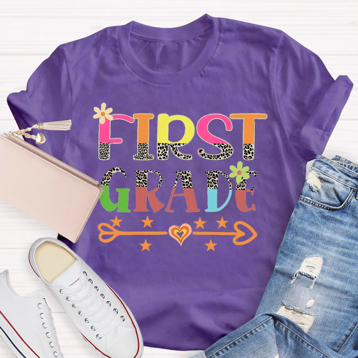 Personalized Grade Love Star Teacher T-Shirt