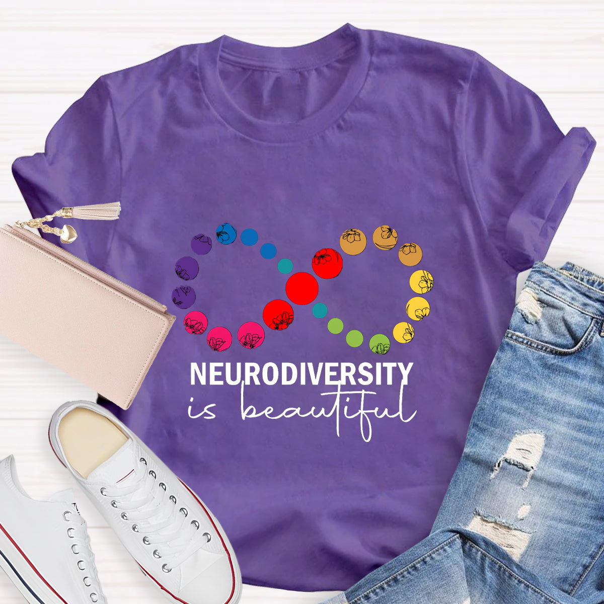 Neurodiversity is Beautiful Infinity Symbol Teacher T-Shirt