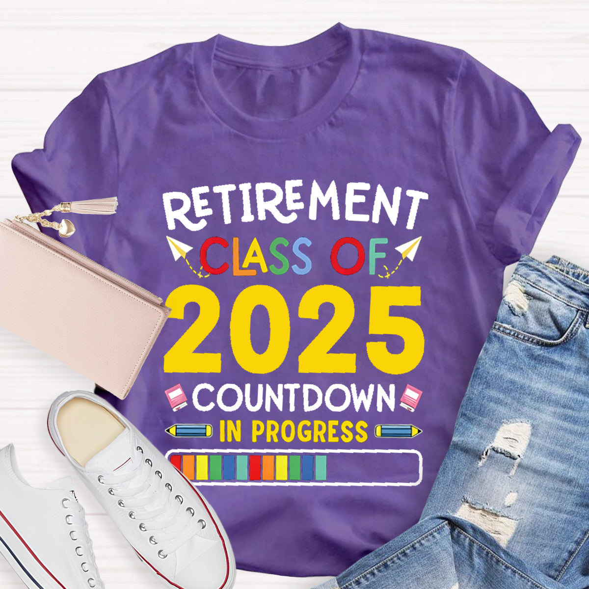 Personalized Retirement Time Class Countdown In Progress Teacher T-Shirt
