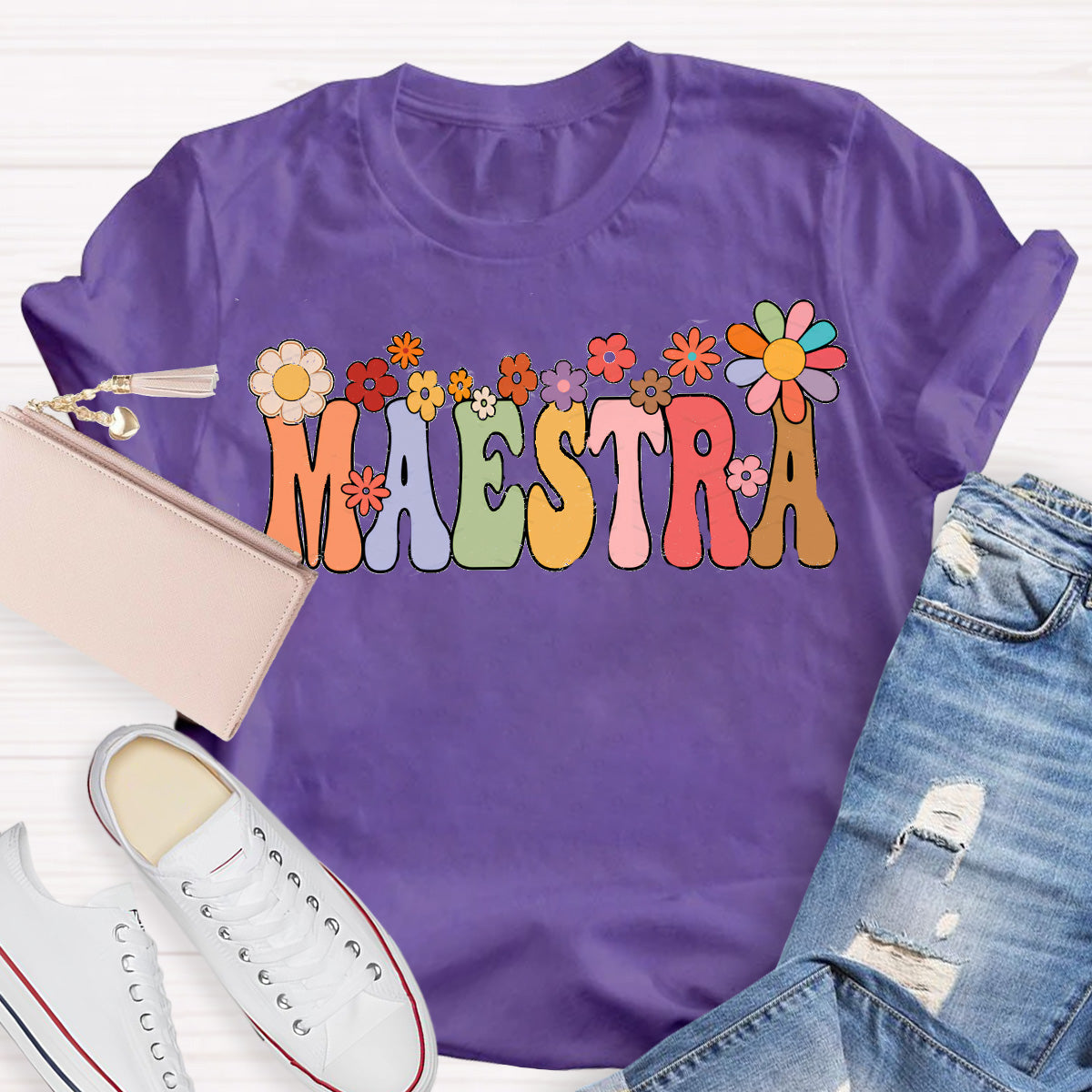 Maestra Flower Teacher T-Shirt