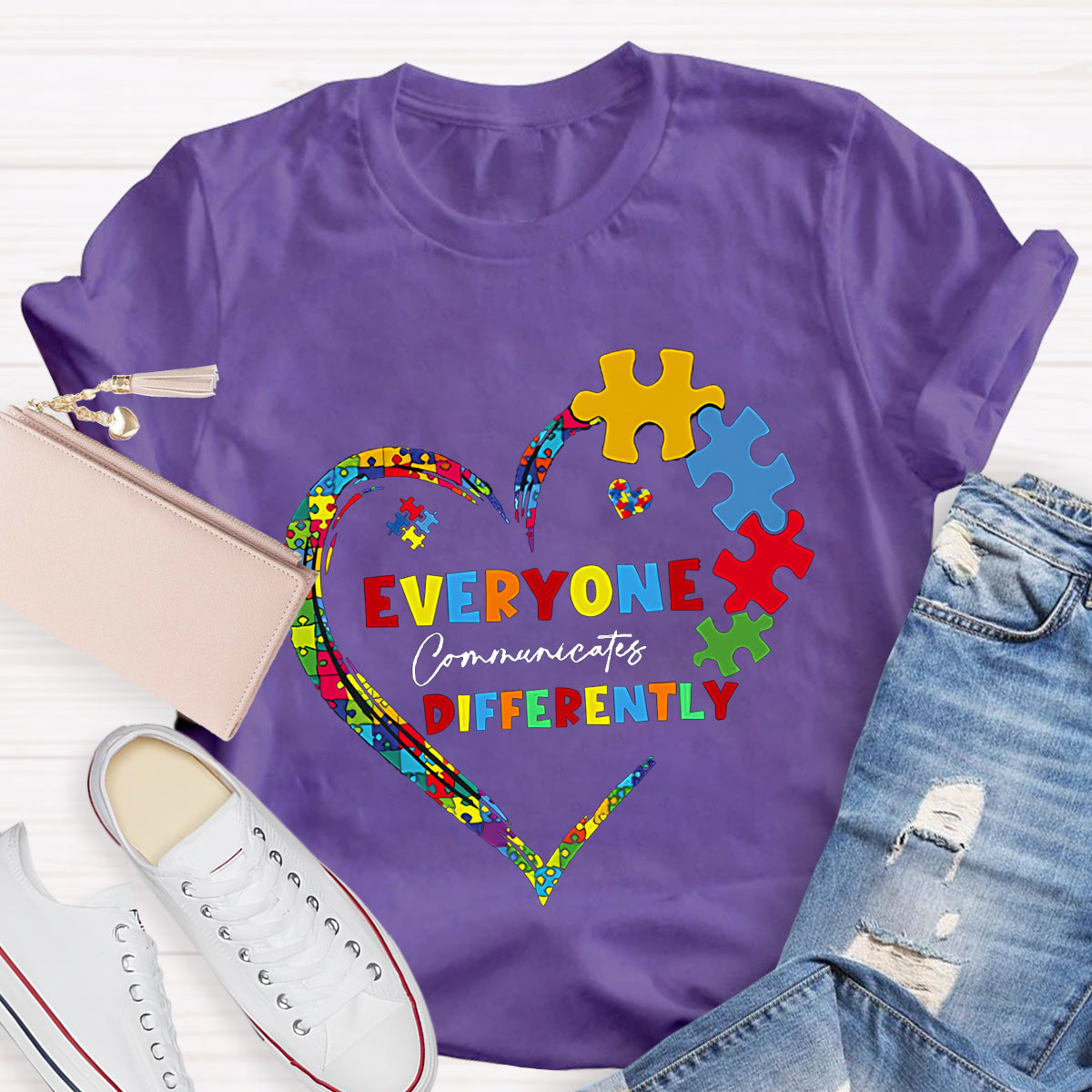 Everyone Communicates Differently Teacher T-Shirt