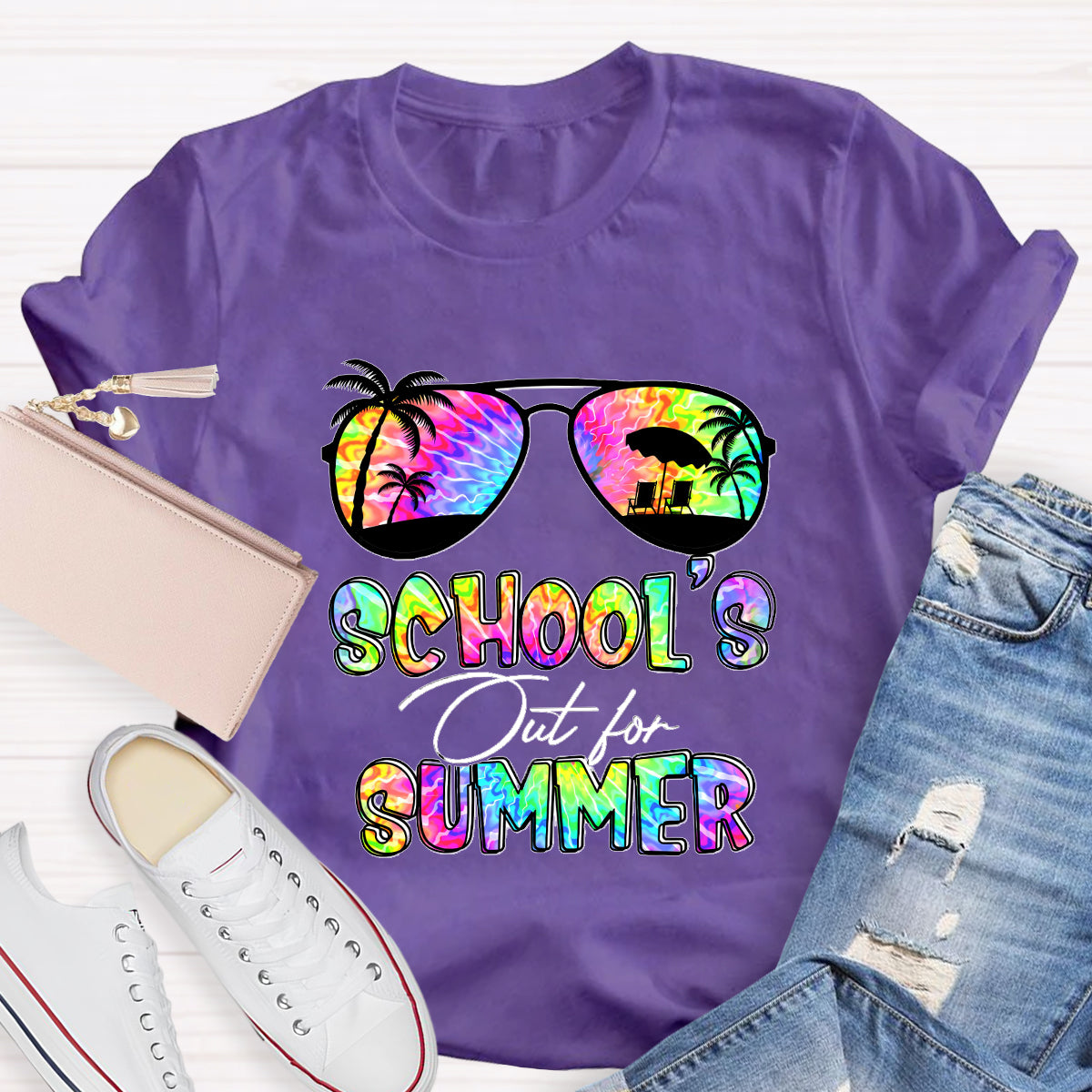 School's Out For Summer Colorful Beach Happy Summer T-Shirt