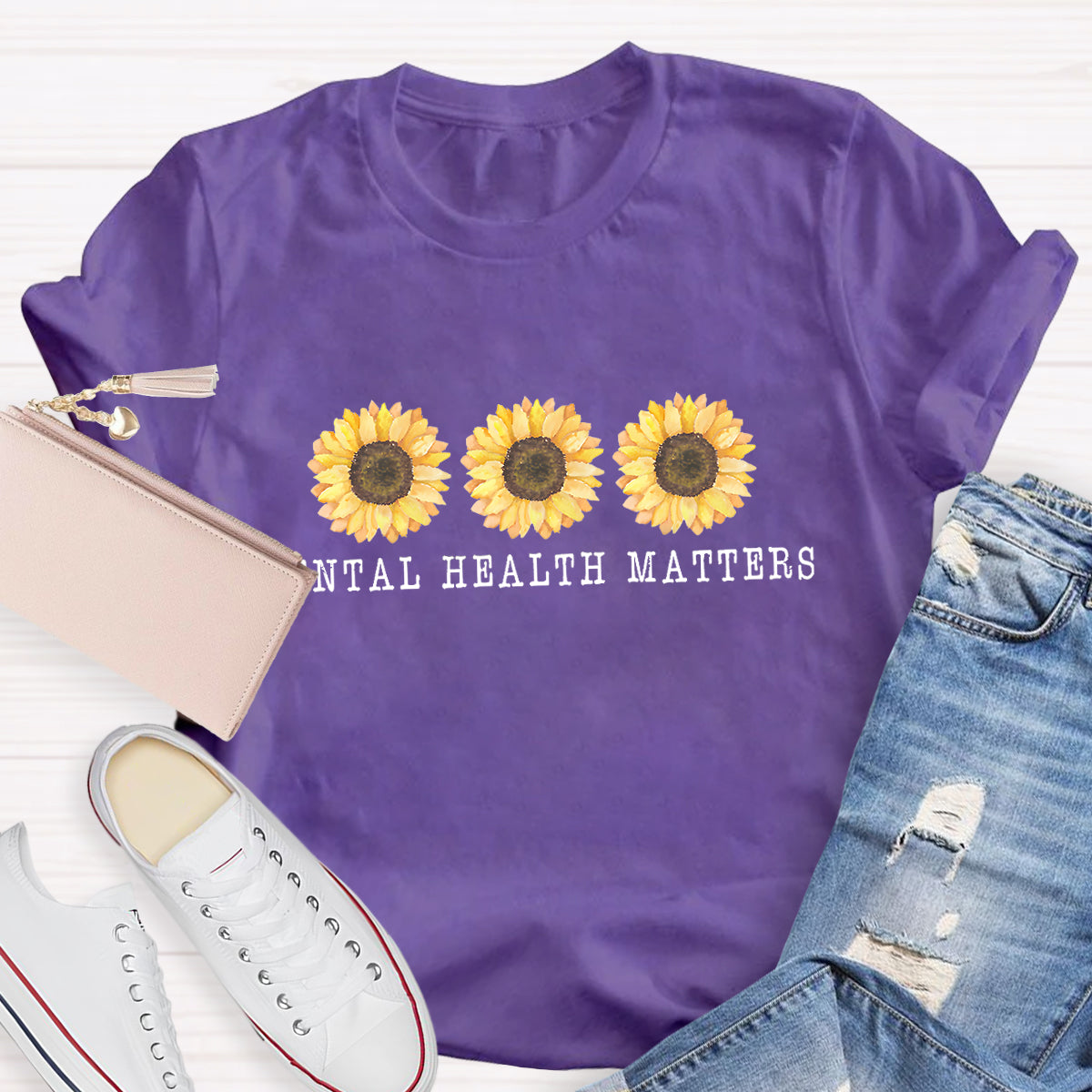 Mental Health Matters Sunflower Teacher T-Shirt