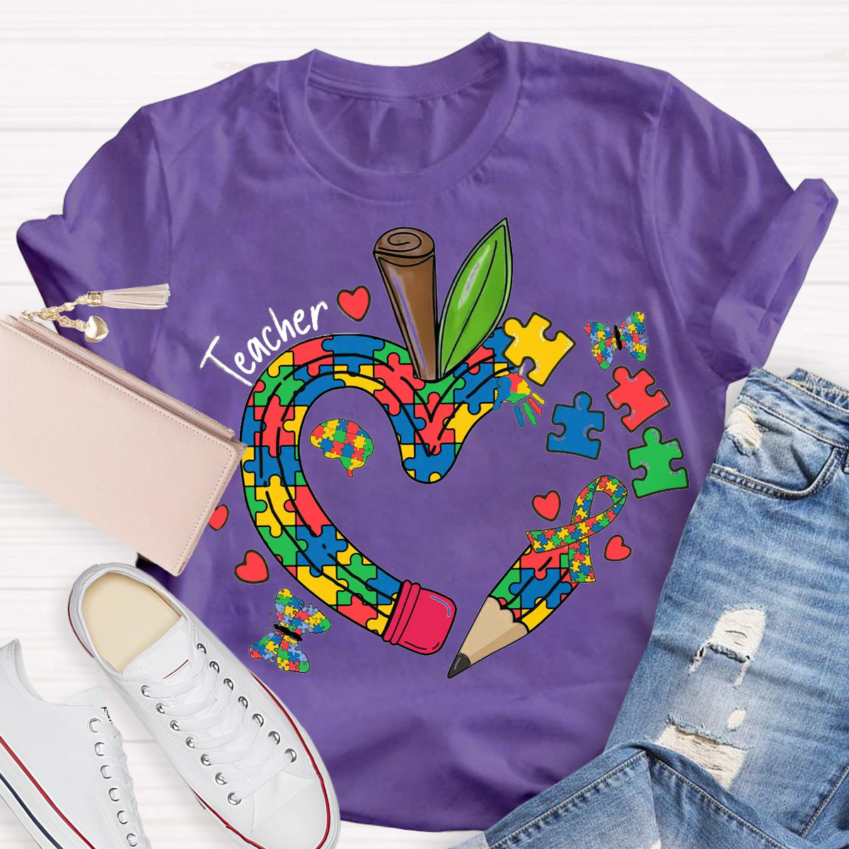 Teacher Apple Pencil Teacher T-Shirt