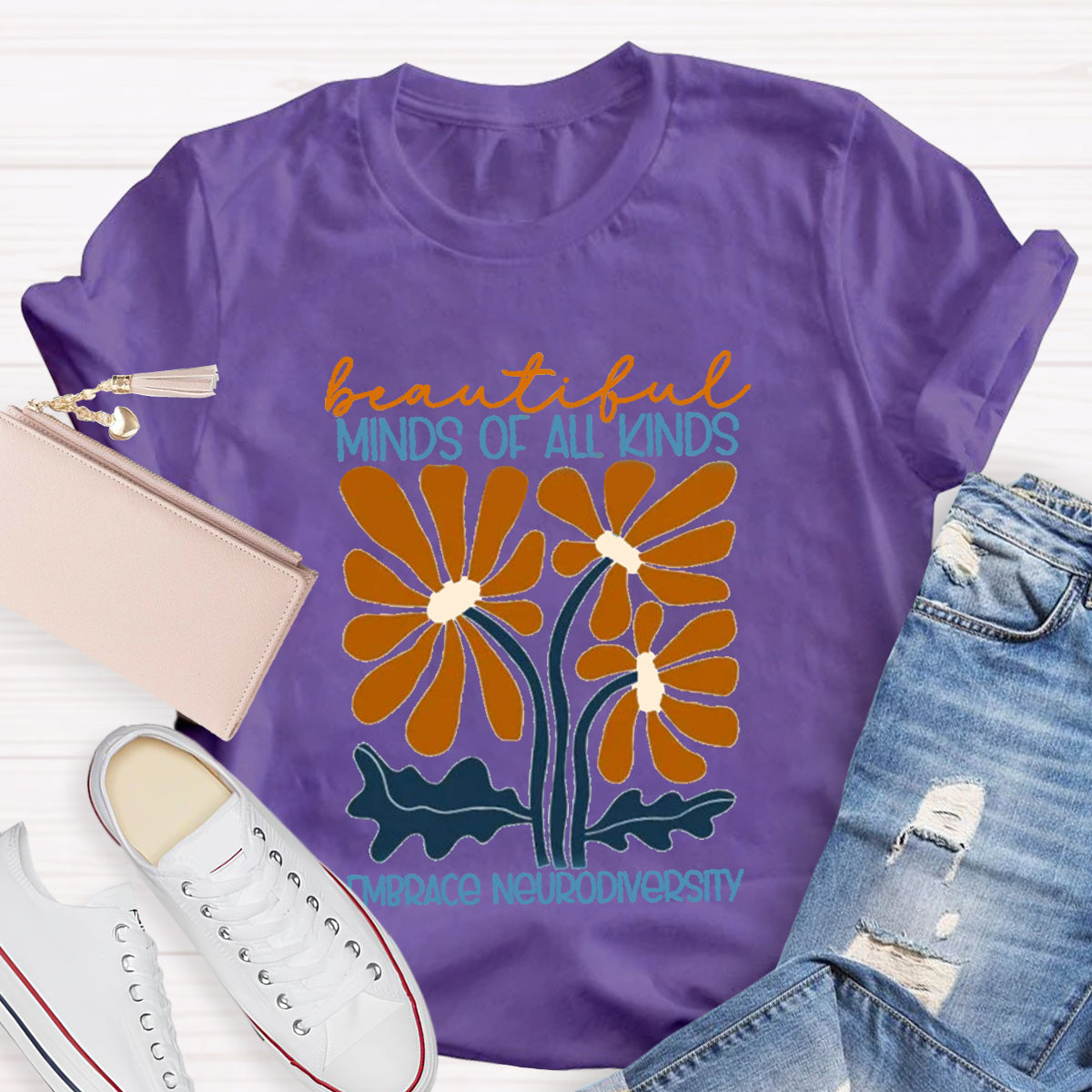 Beautiful Minds Of All Kinds Embrace Neurodiversity Teacher T-Shirt