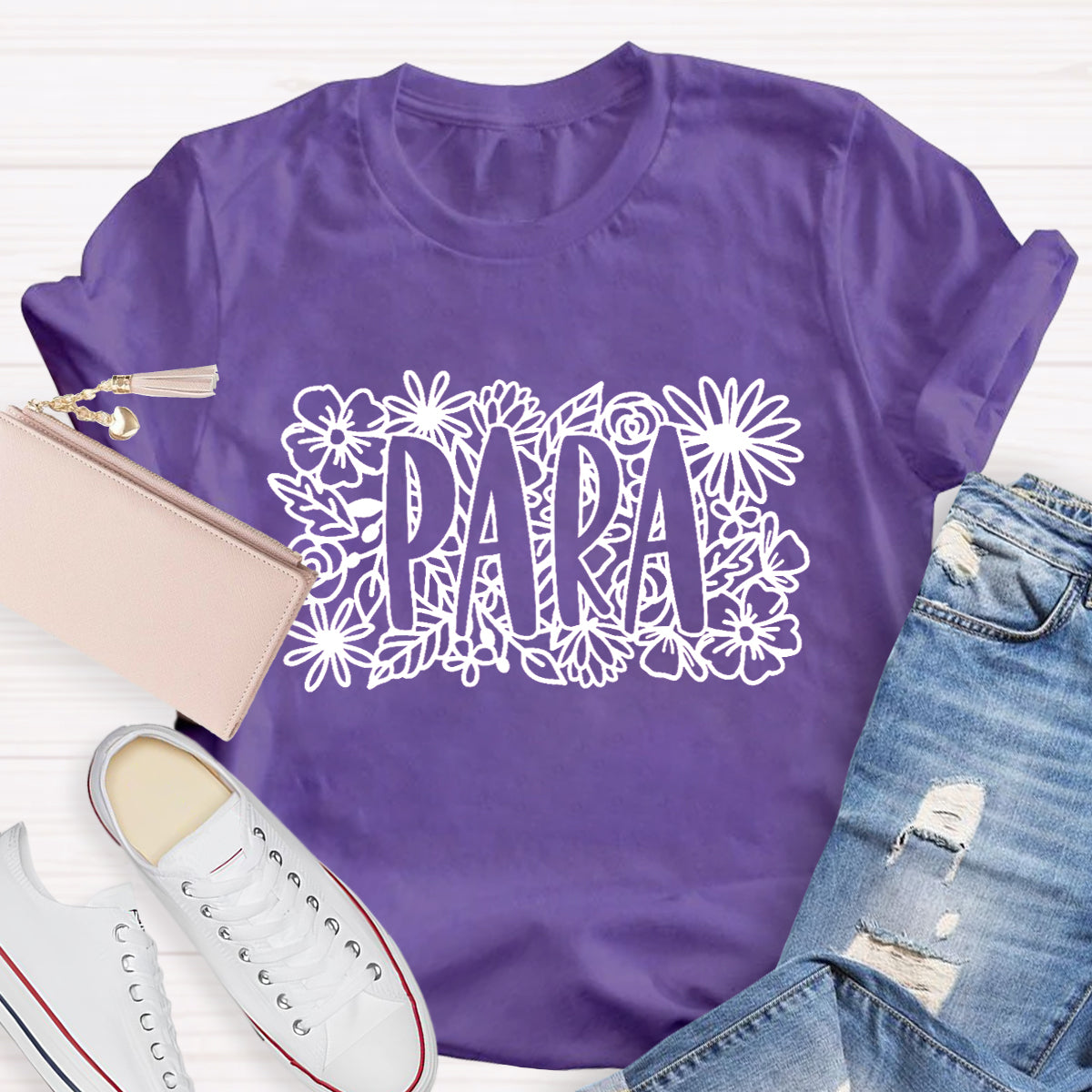 Floral Para Teacher T-Shirt