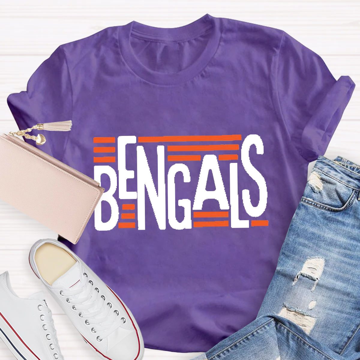 Personalized Mascot Bengals Black Letters  Teacher T-Shirt