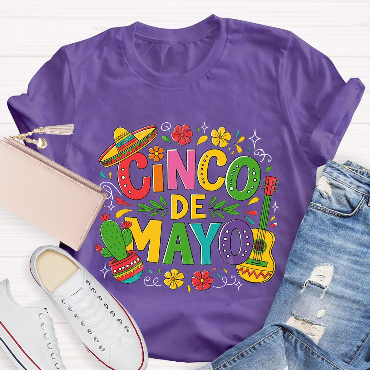 Cinco De Mayo Red Flower Teacher T-Shirt