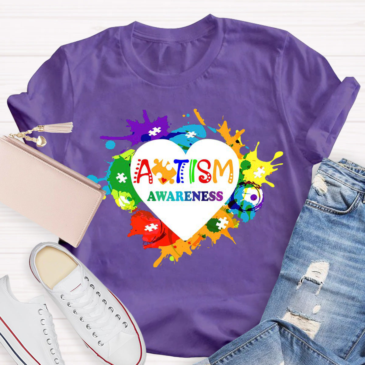 Awareness Colorful Teacher T-Shirt