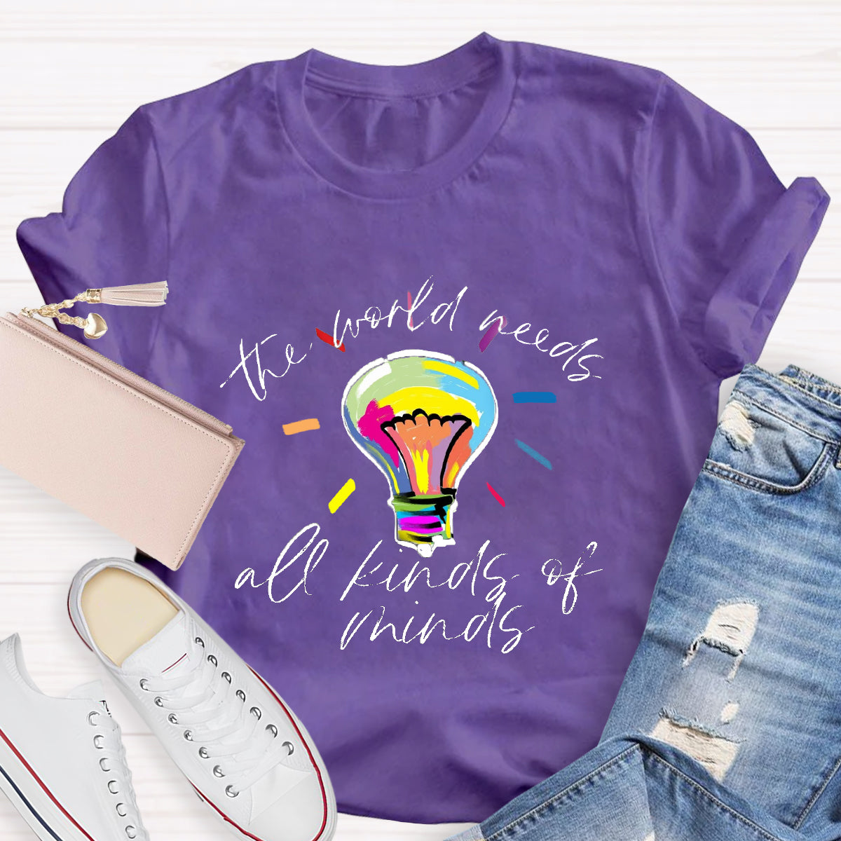 The World Needs All Kinds Of Mind Light bulb T-Shirt
