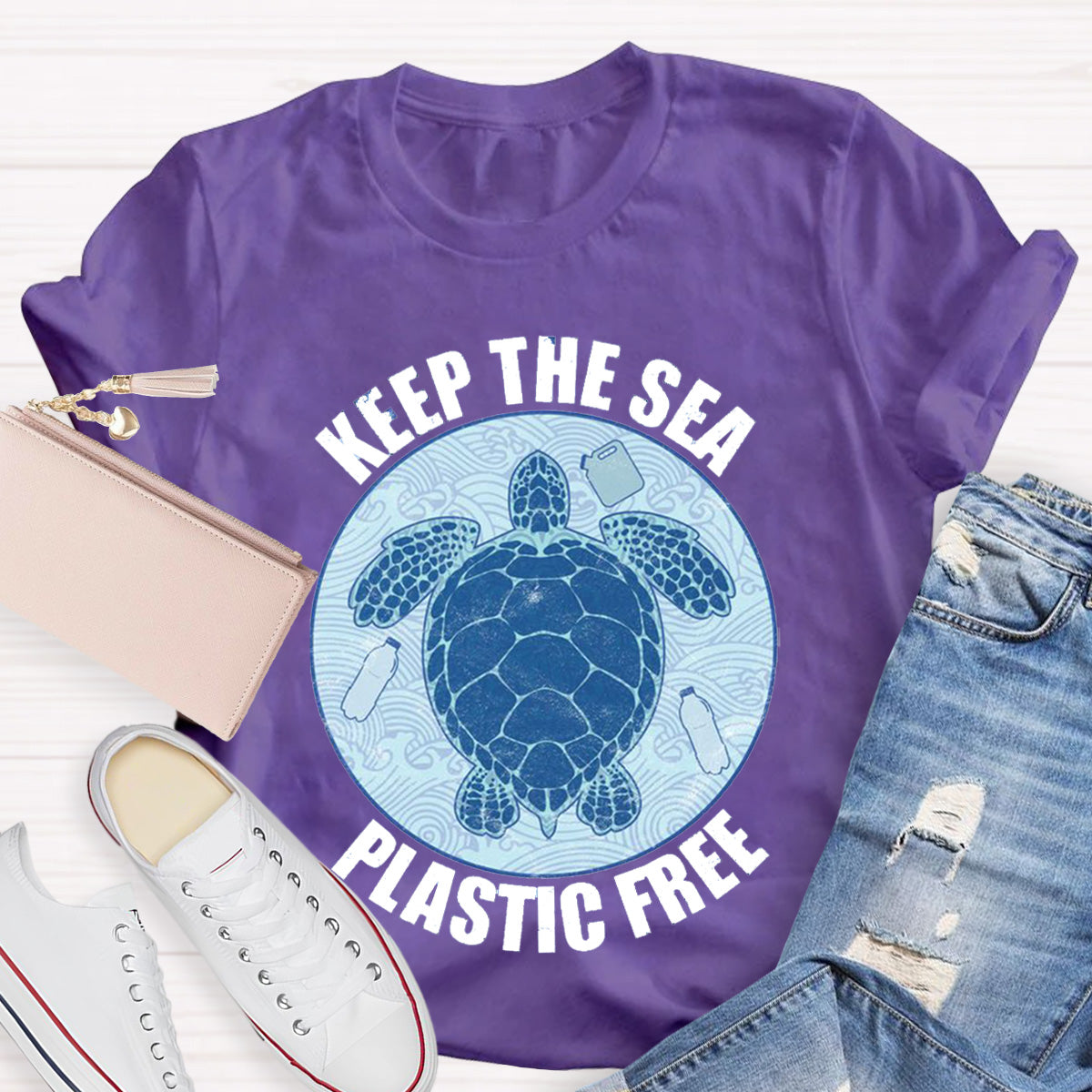 Keep Sea and Plastic Free Teacher T-Shirt