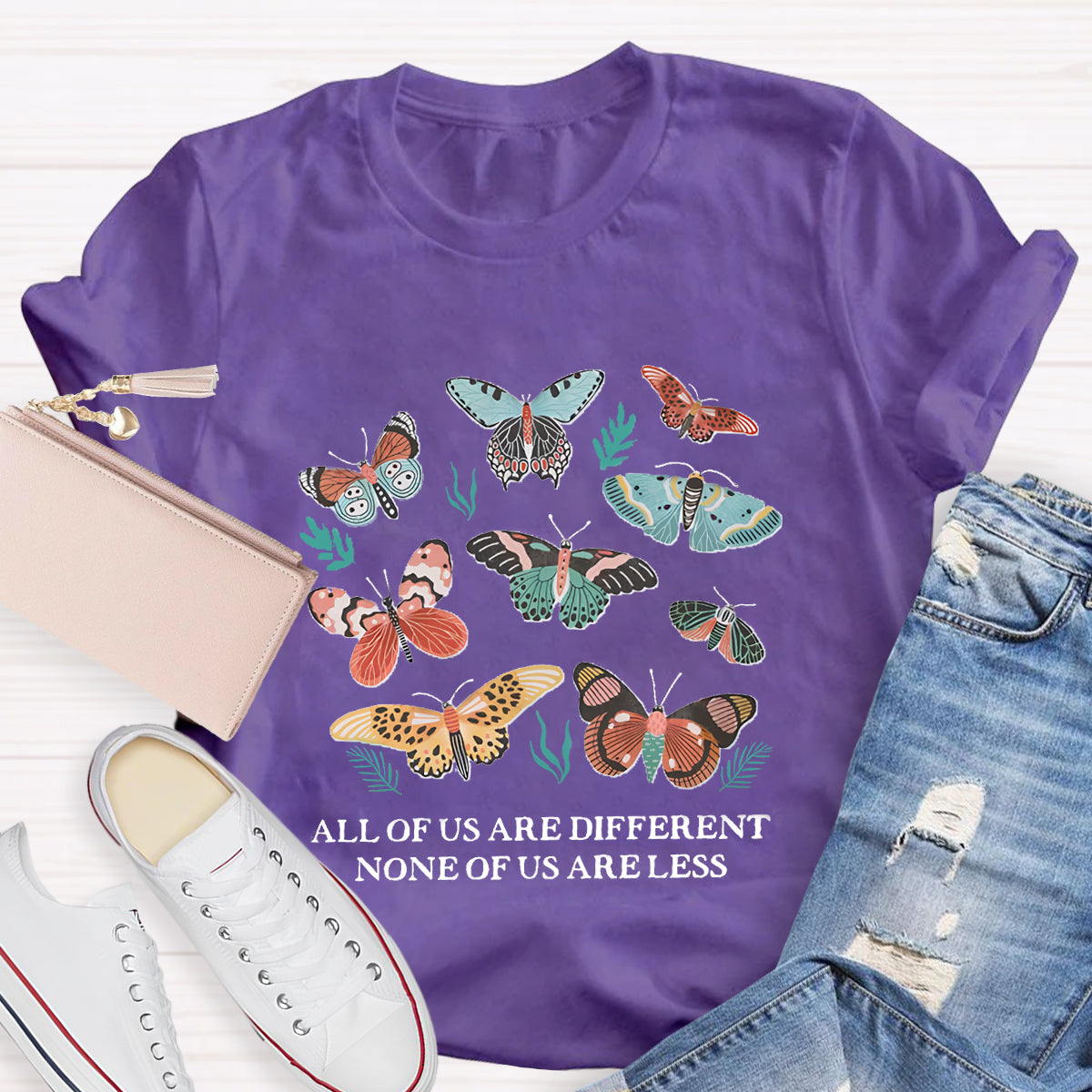 All Of Us Are Different None Of Us Are Less Butterfly T-Shirt