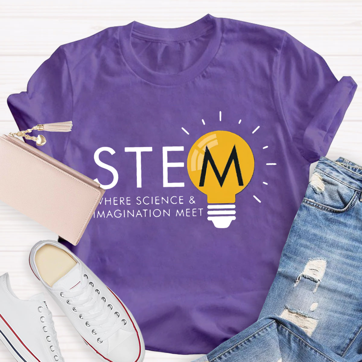 Stem Where Science And Imagination Meet Teacher T-Shirt