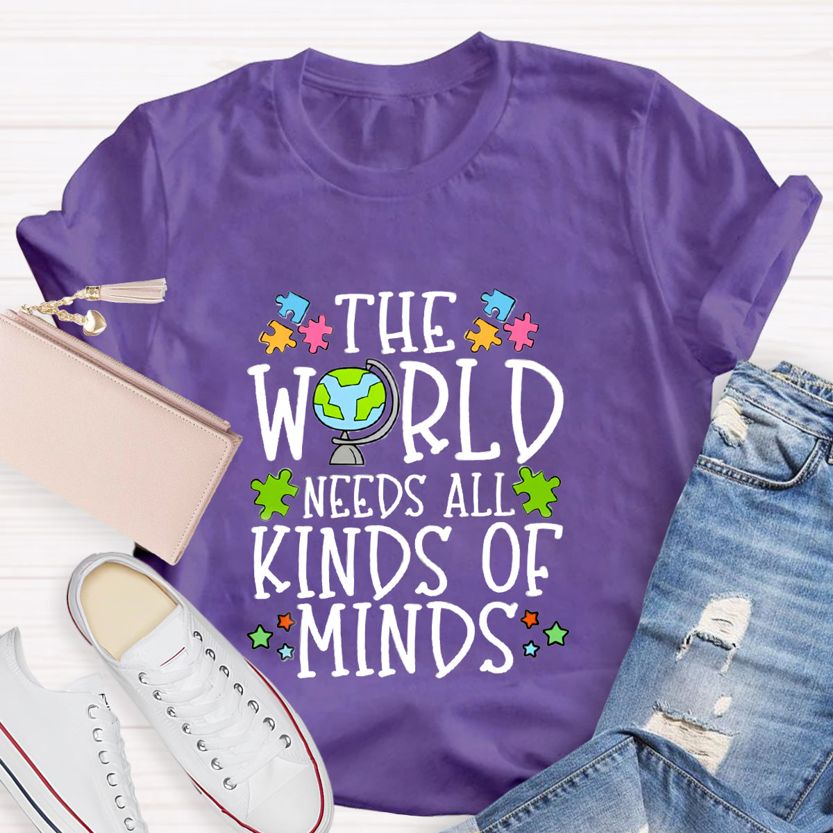 The World Needs All Kinds Of Minds Teacher T-Shirt