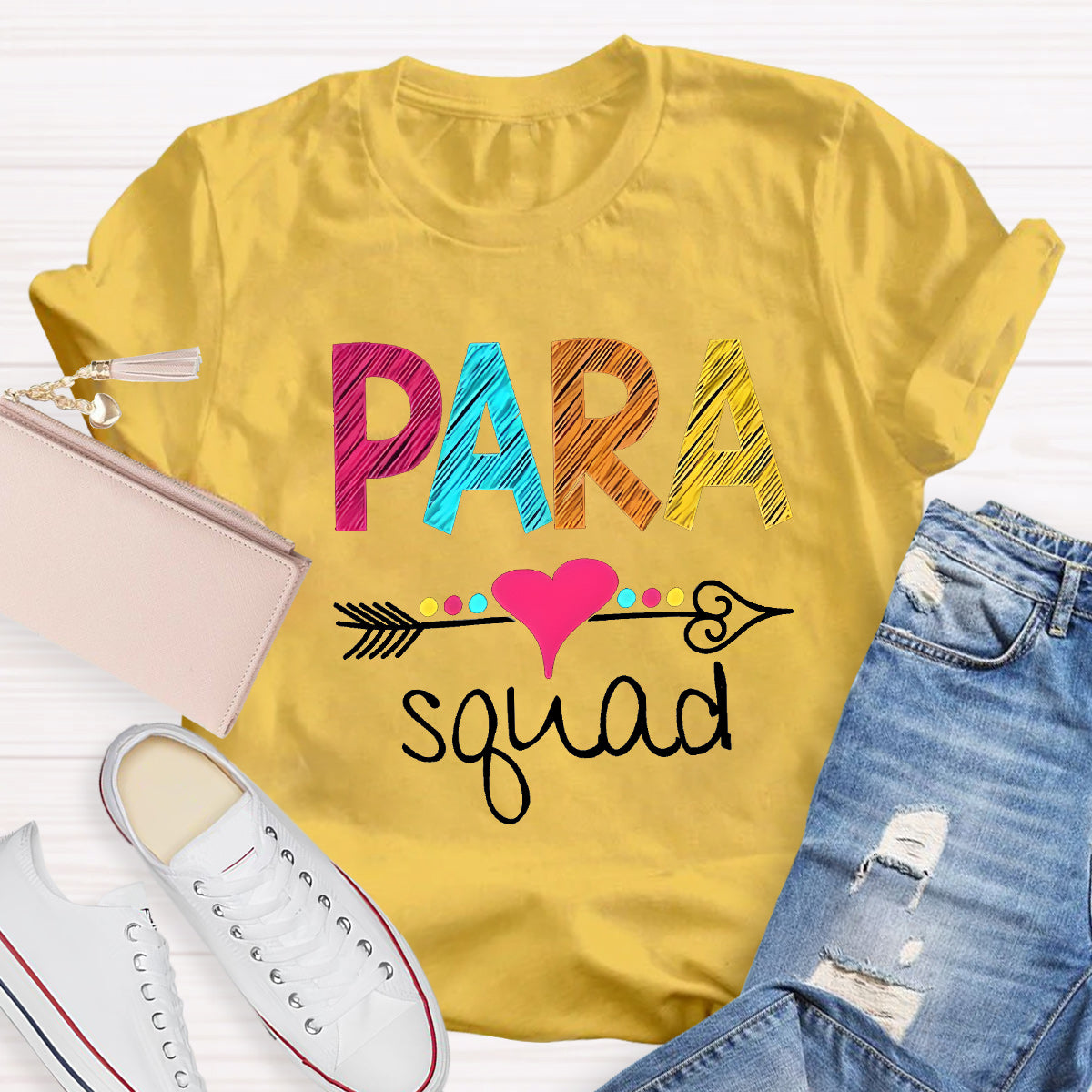 Para Squad Pink Heart Teacher T-Shirt