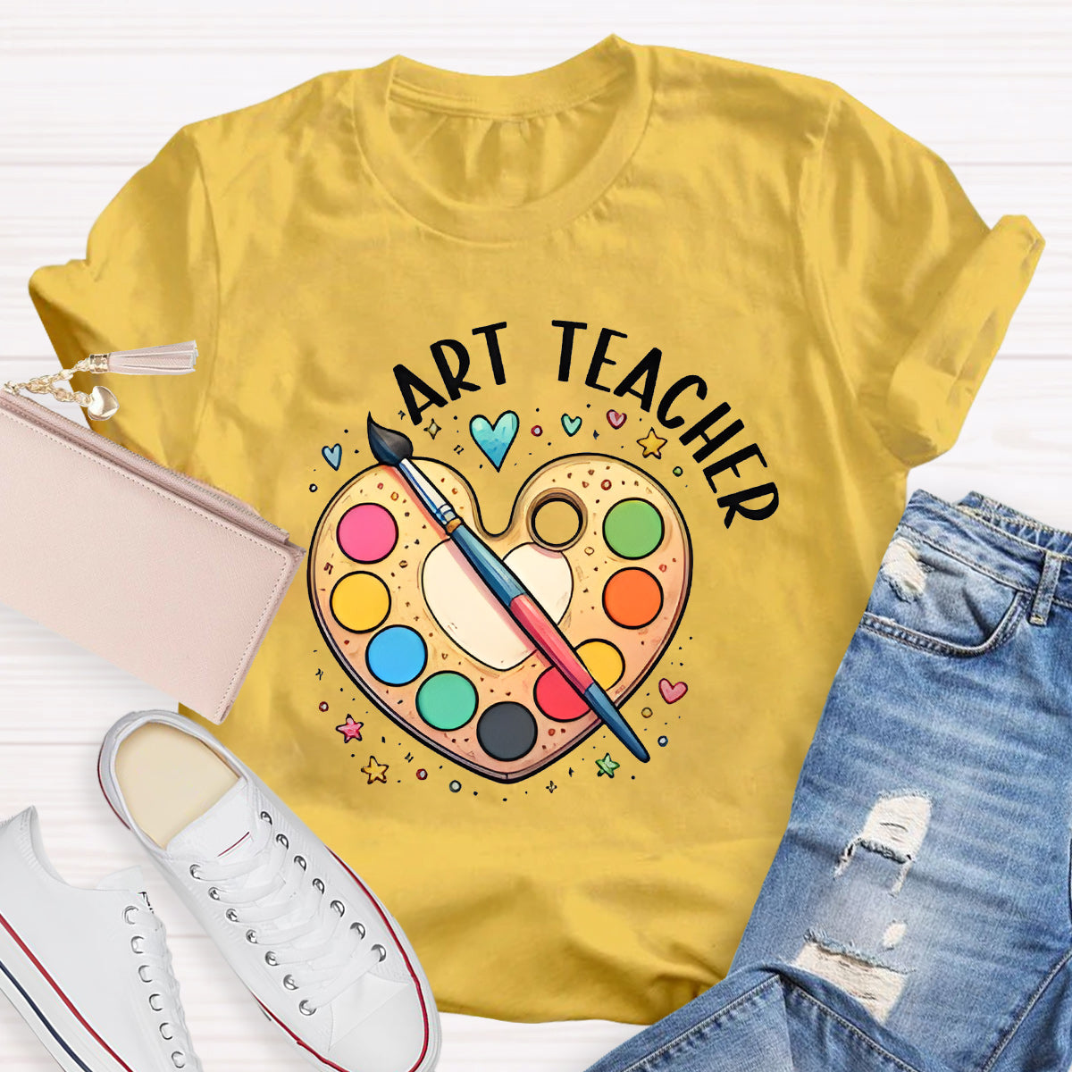 Art Teacher Heart Teacher T-Shirt